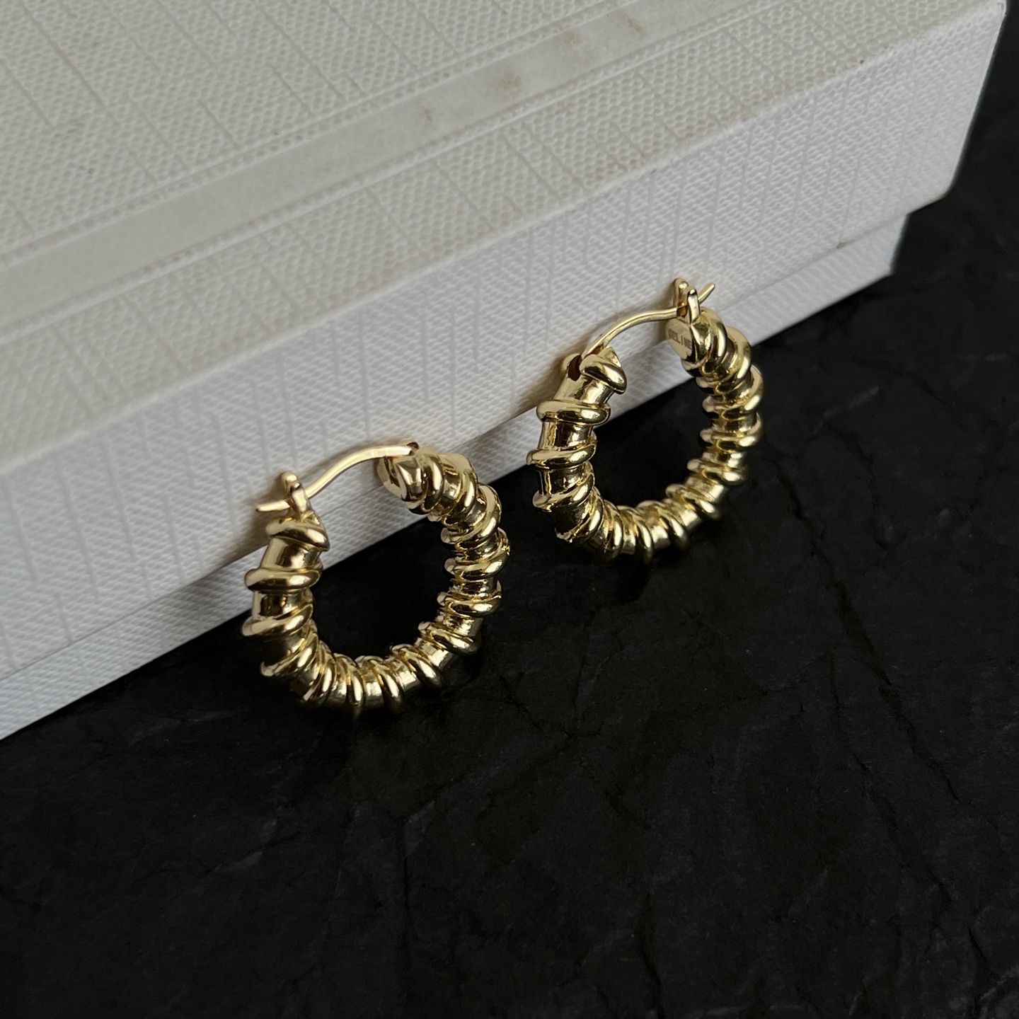 Celine Twisted Coil Hoop Earrings earrings Gold-tone metal and silver-tone metal no gemstones 15mm hoop diameter