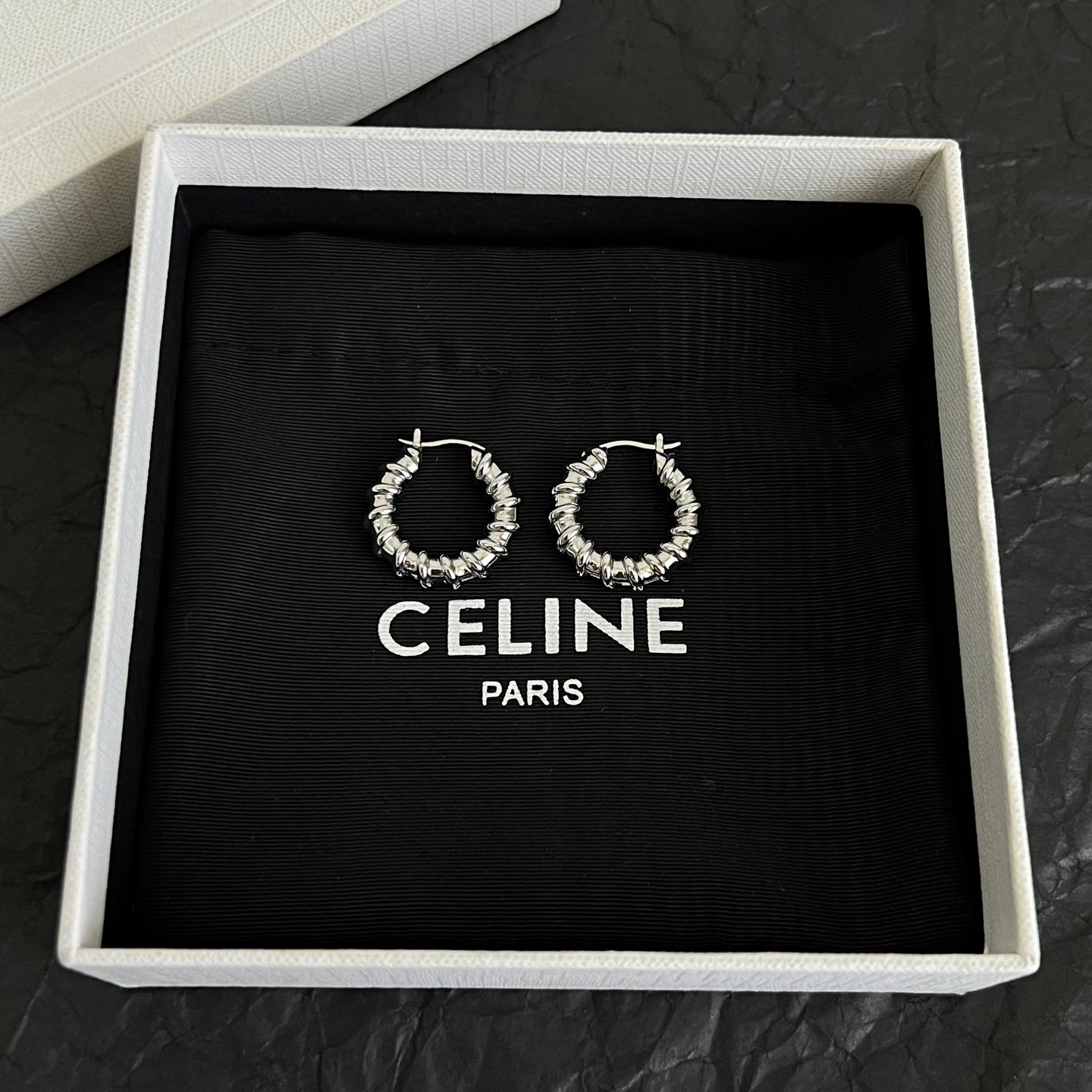 Celine Twisted Coil Hoop Earrings earrings Silver-tone metal Gold-tone metal 20mm diameter