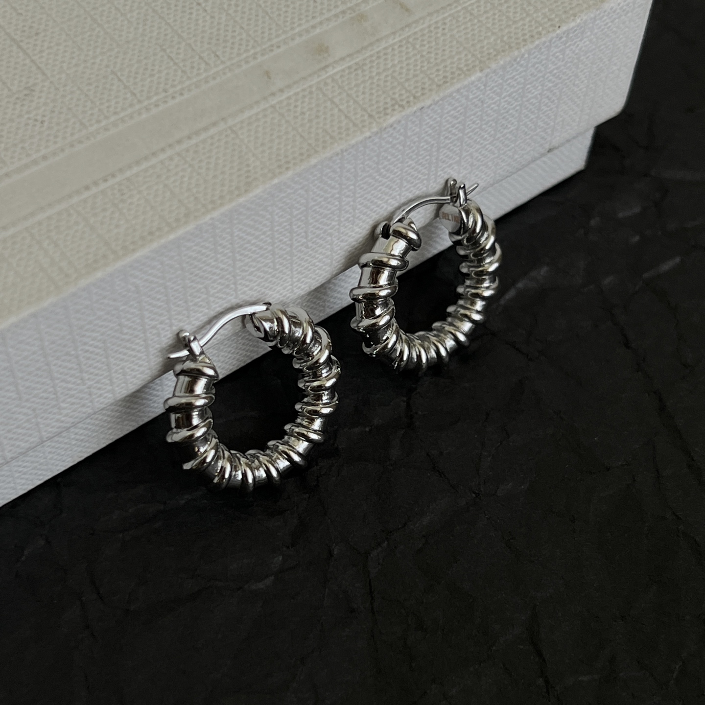 Celine Twisted Coil Hoop Earrings earrings Silver-tone metal Gold-tone metal 20mm diameter