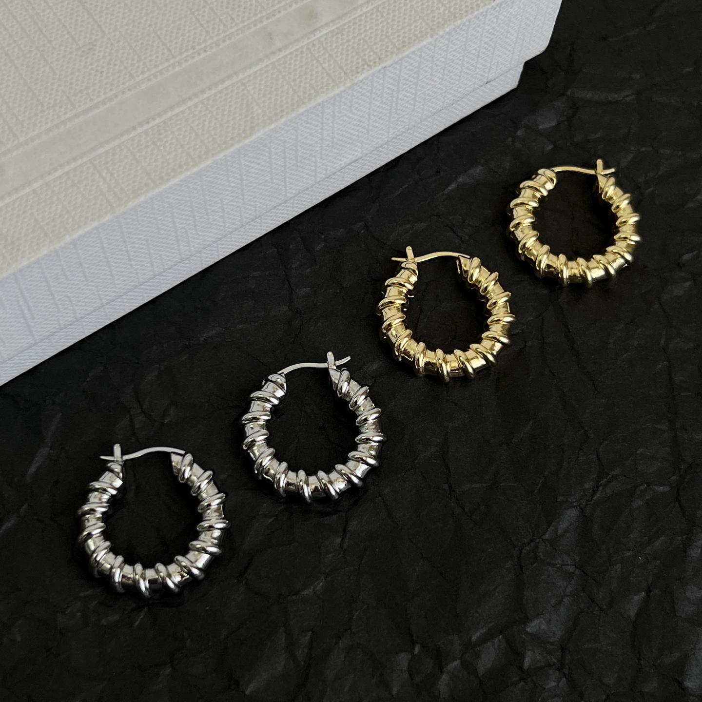 Celine Twisted Coil Hoop Earrings earrings Silver-tone metal Gold-tone metal 20mm diameter