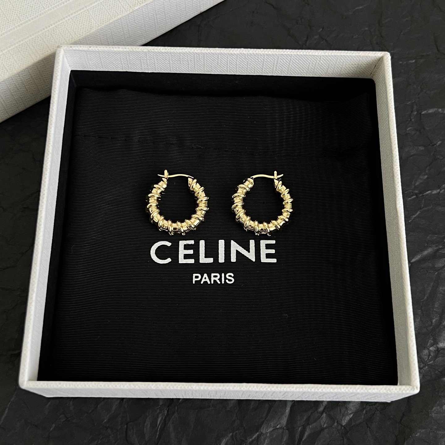 Celine Twisted Coil Hoop Earrings earrings Gold-tone metal and silver-tone metal no gemstones 15mm hoop diameter