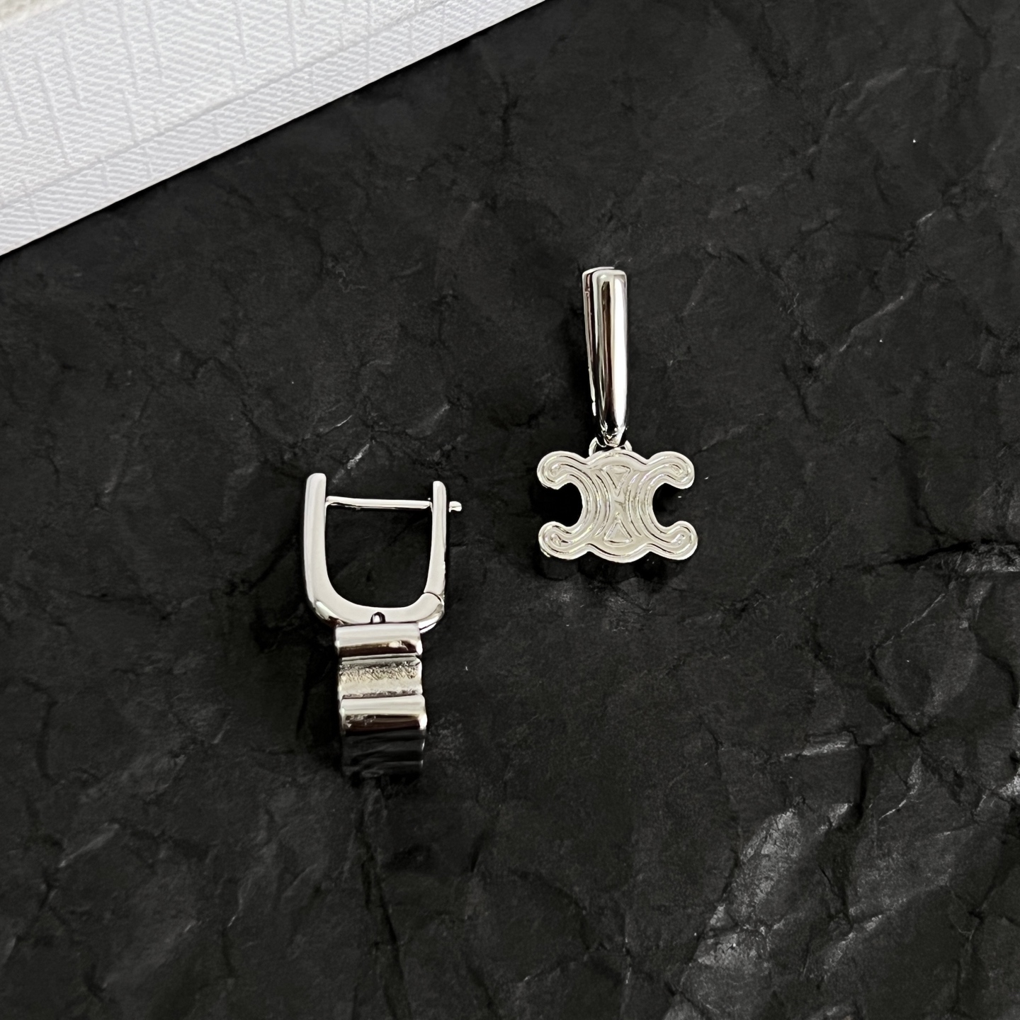 Celine Triomphe earrings silver-tone metal gold-tone metal 1 5cm drop length