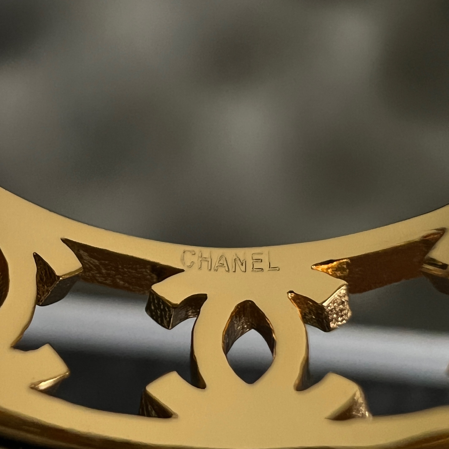 Chanel C Logo Openwork Band Ring ring Gold-tone metal no gemstones US 7