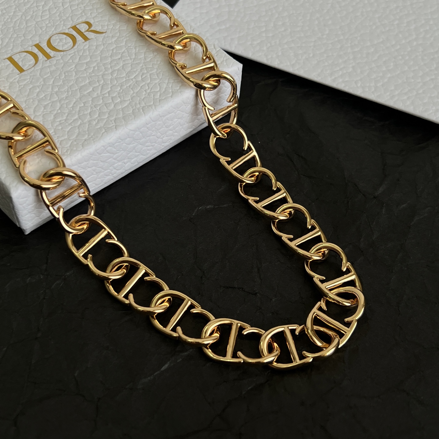 Dior CD Icon Chain necklace gold-tone brass no gemstones 45cm