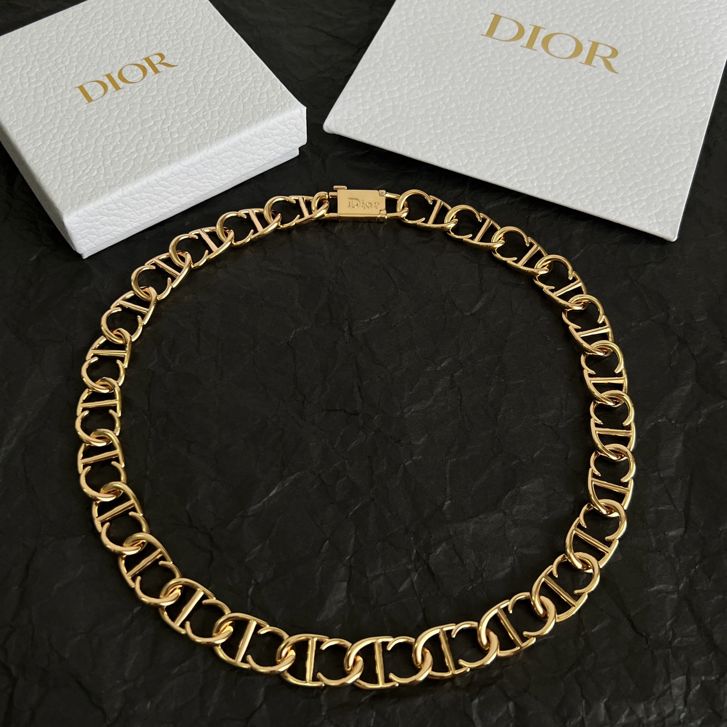 Dior CD Icon Chain necklace gold-tone brass no gemstones 45cm