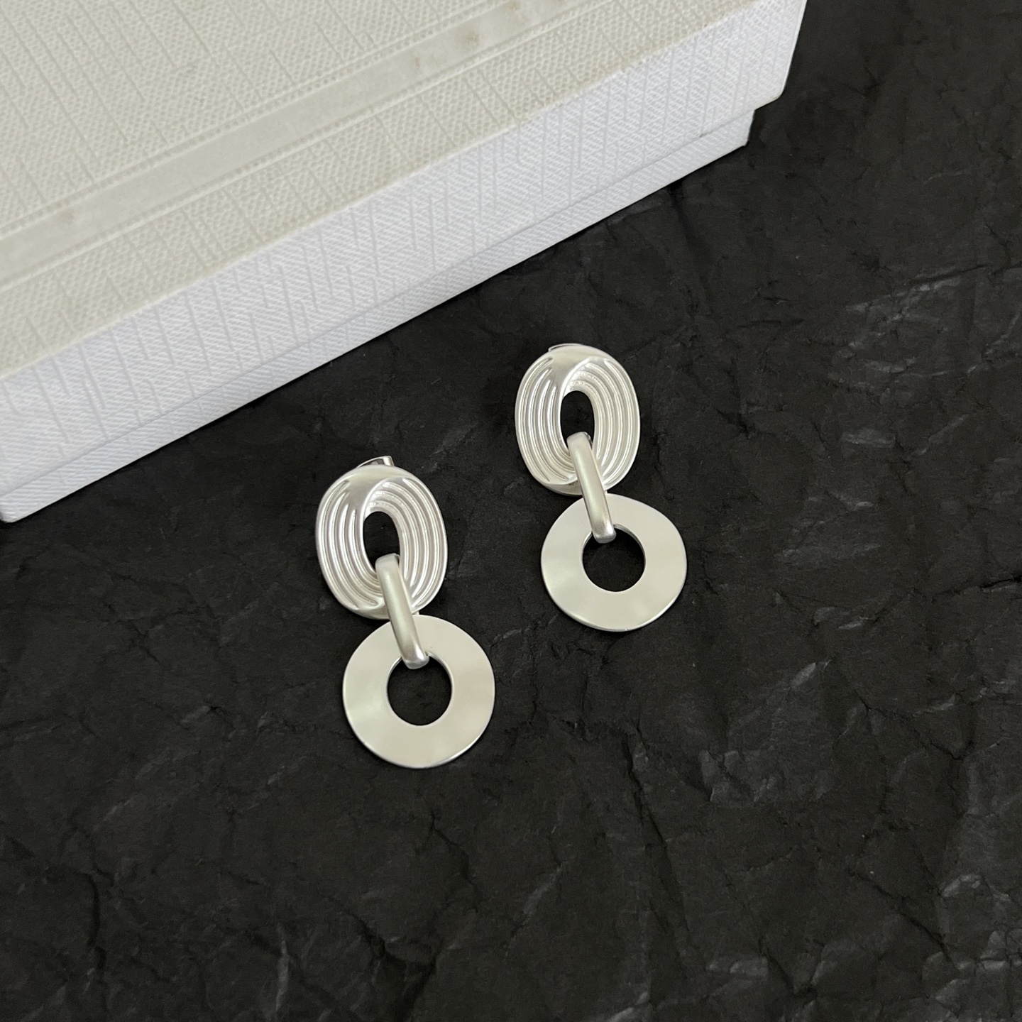 Celine Double Link Drop Earrings earrings Available in matte silver-tone metal and matte gold-tone metal no gemstones 3 5cm drop length