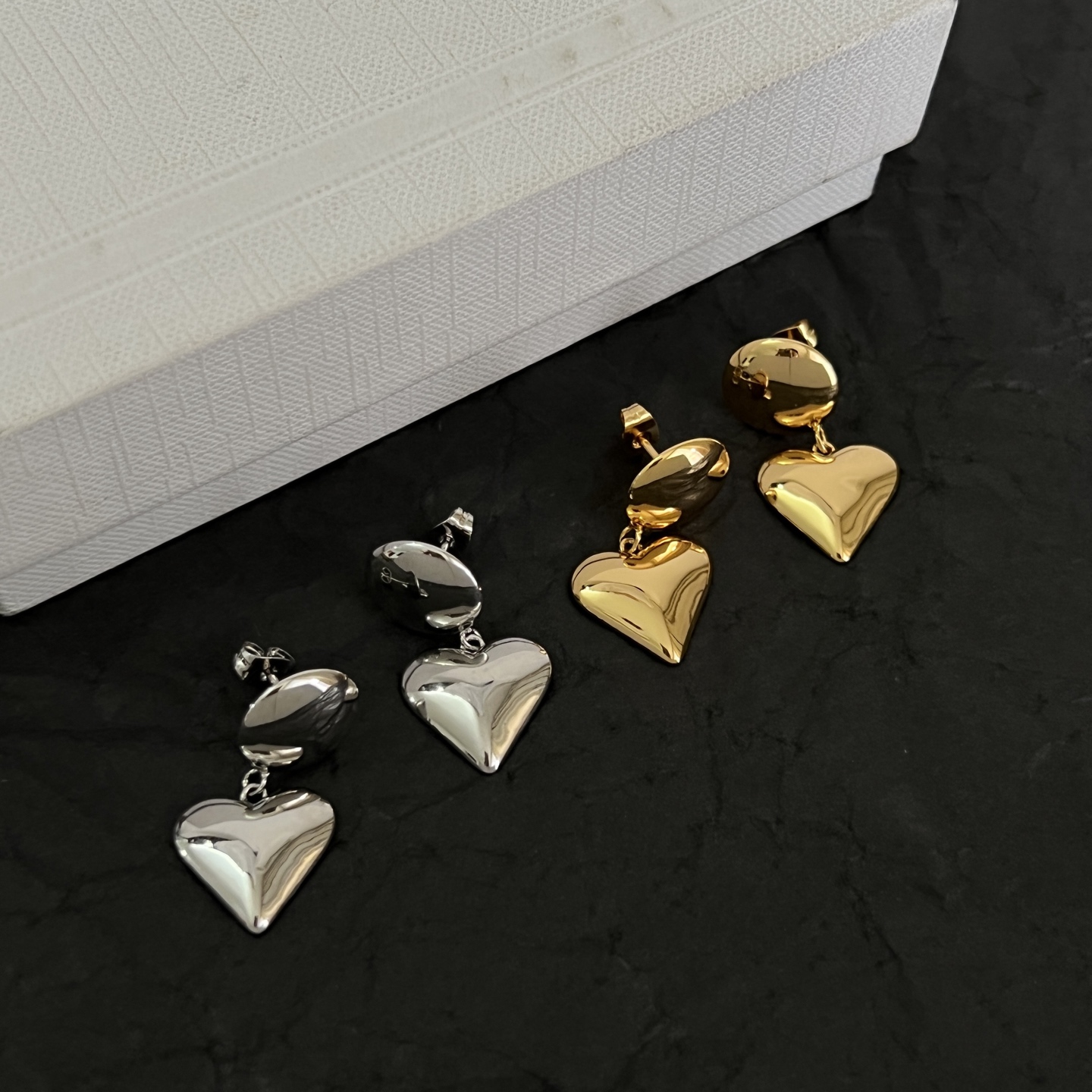 Celine Heart Drop Earrings earrings Polished gold-tone metal no gemstones 3cm drop length