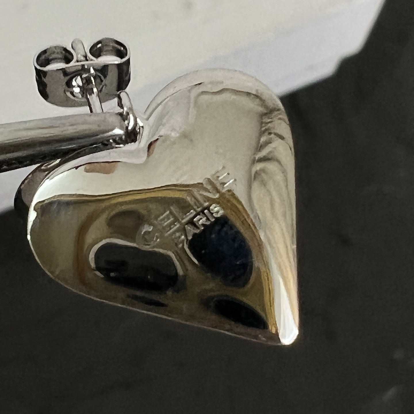 Celine Heart Drop Earrings earrings Silver-toned polished metal no gemstones 2 5cm drop length