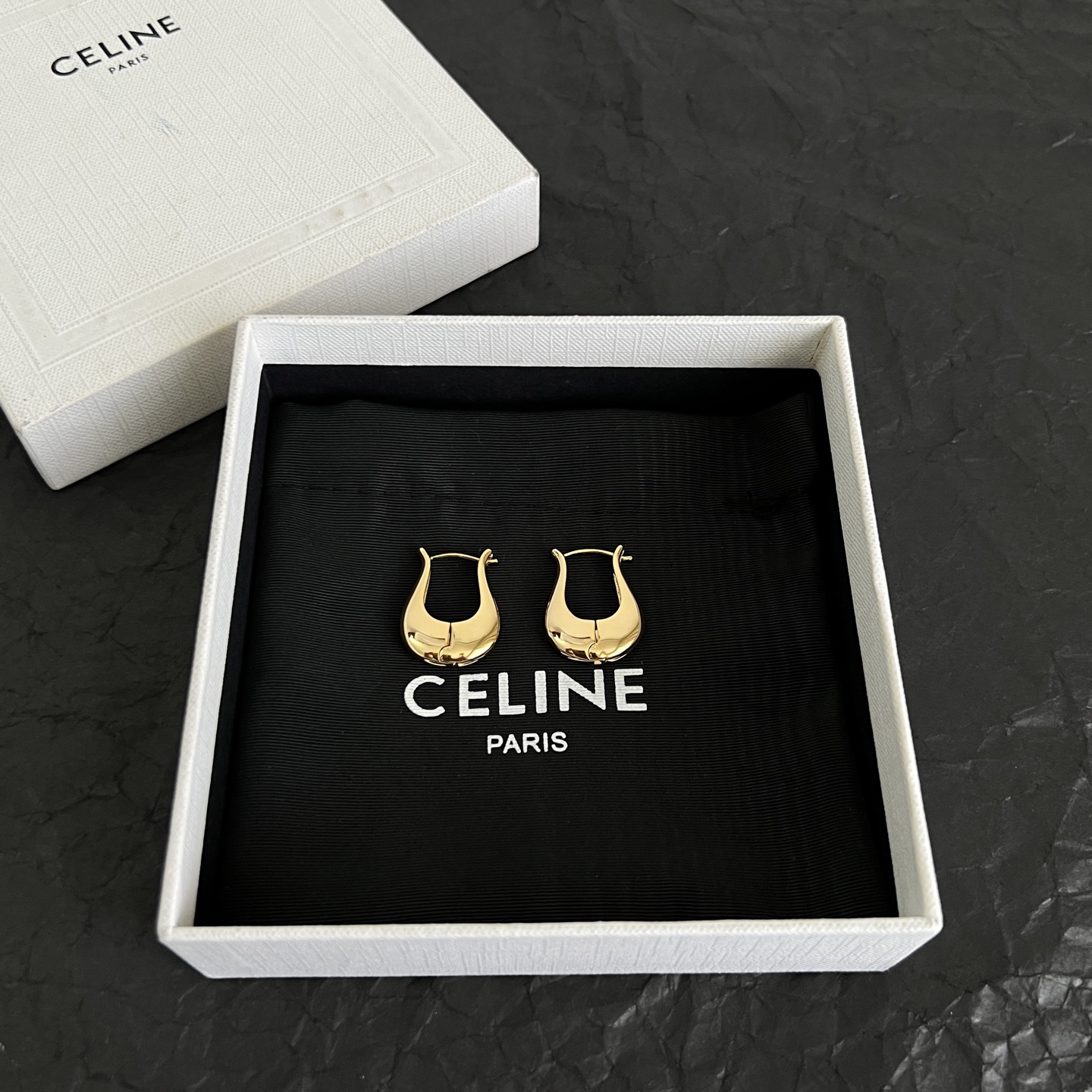 Celine Lyre Hoop Earrings earrings Polished gold-tone metal no gemstones 2cm hoop diameter