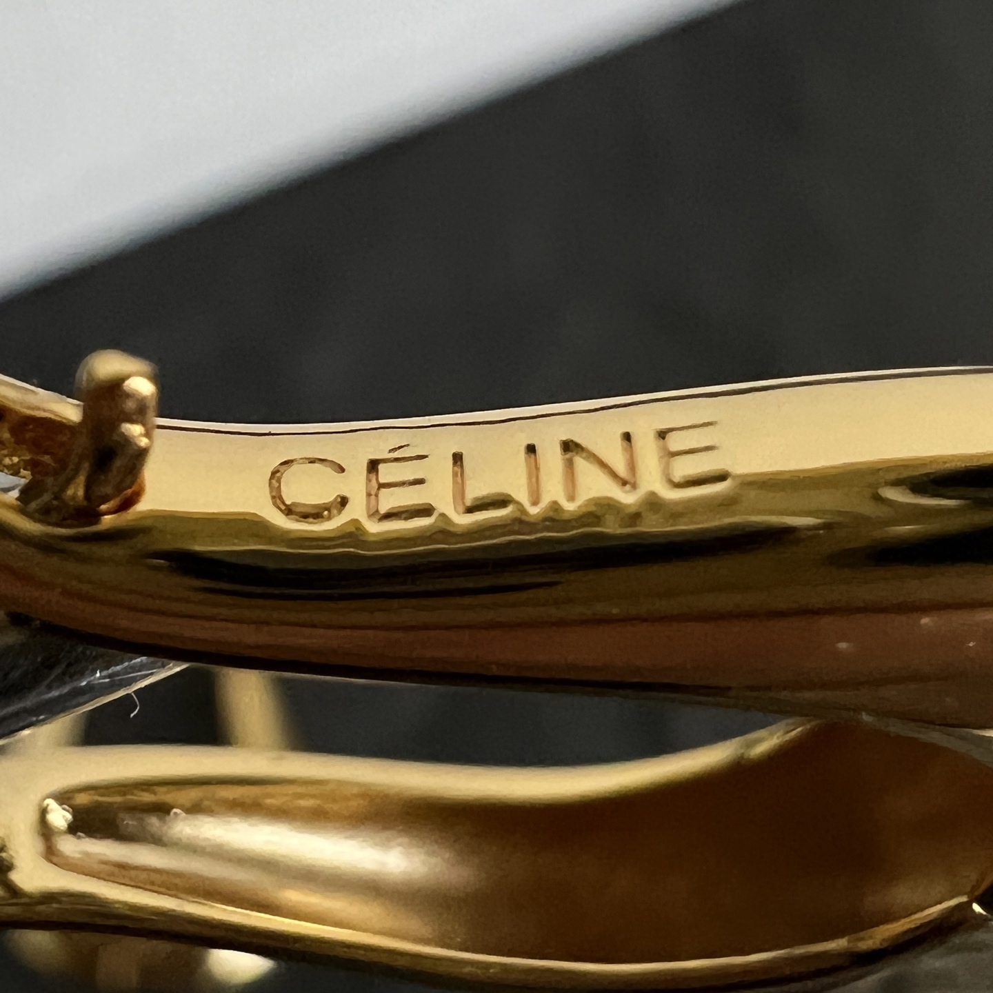 Celine Lyre Hoop Earrings earrings Polished gold-tone metal no gemstones 2cm hoop diameter