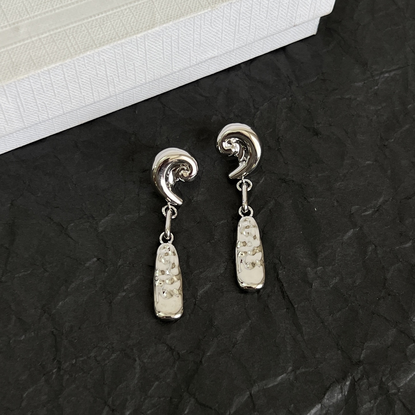 Celine Spiral Drop Earrings earrings silver-toned metal no accent stones 4 5cm drop length