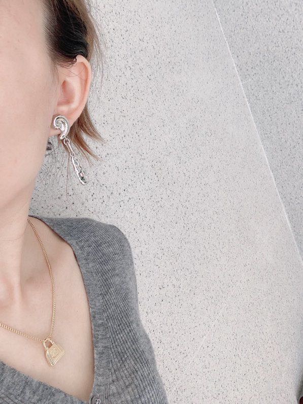 Celine Spiral Drop Earrings earrings silver-toned metal no accent stones 4 5cm drop length