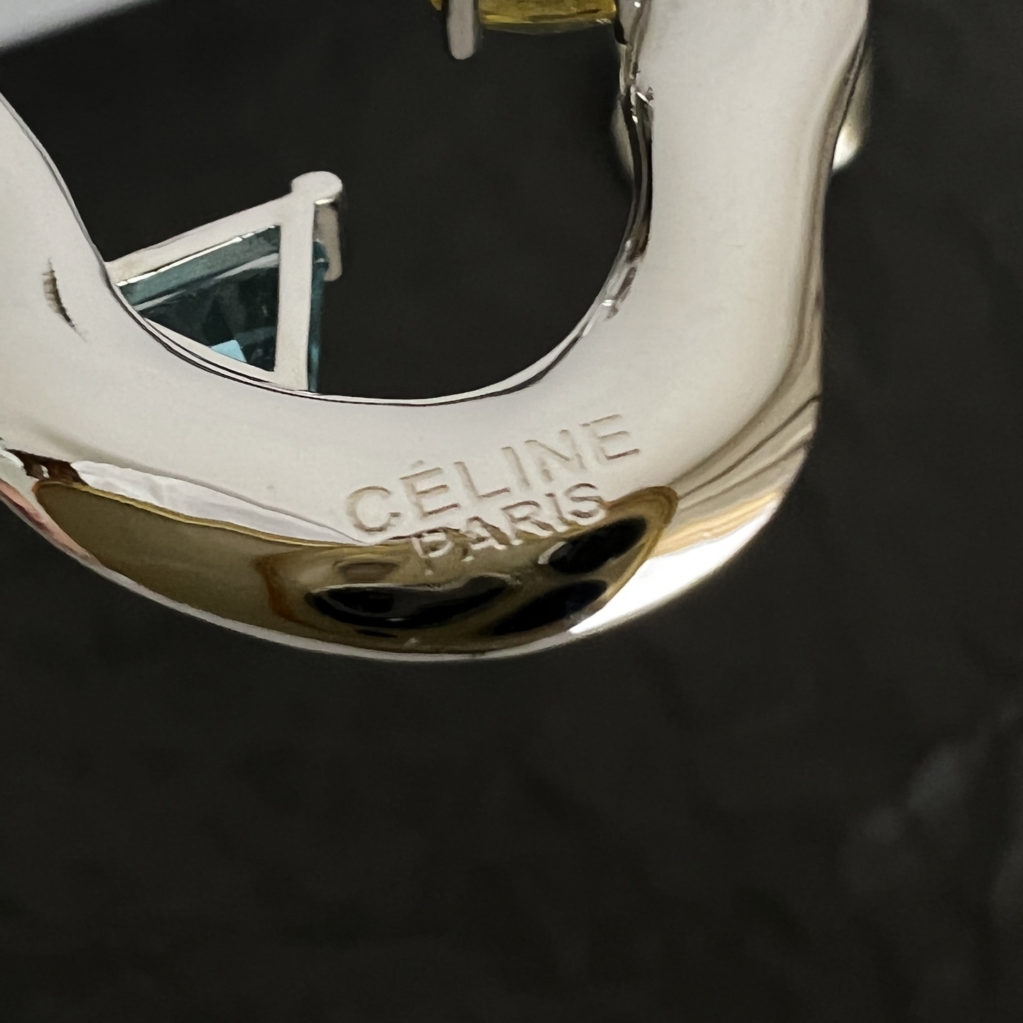 Celine Irregular Open Multigem Hoop Earrings earrings Silver-toned metal with green yellow and blue faceted stones One Size approx 3cm diameter