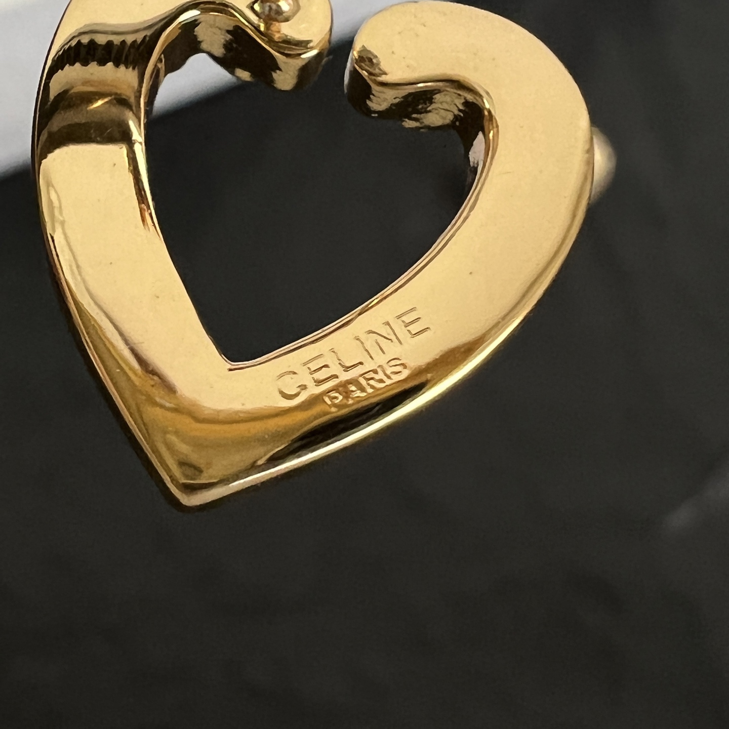 Celine Open Heart Crystal Stud Earrings earrings gold-tone metal with clear crystal accents 1 5cm stud diameter