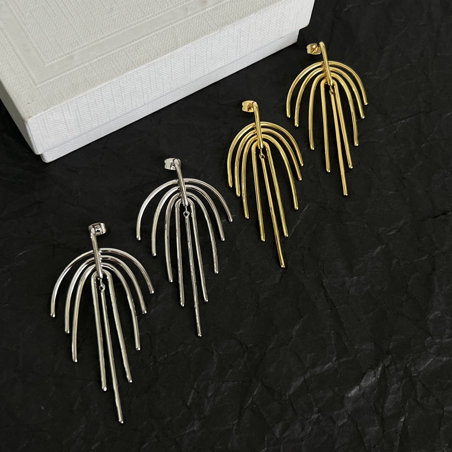 Celine Multi-Bar Fringe Drop Earrings earrings Silver-toned metal silver variant Gold-toned metal gold variant no gemstones 6 5cm drop length