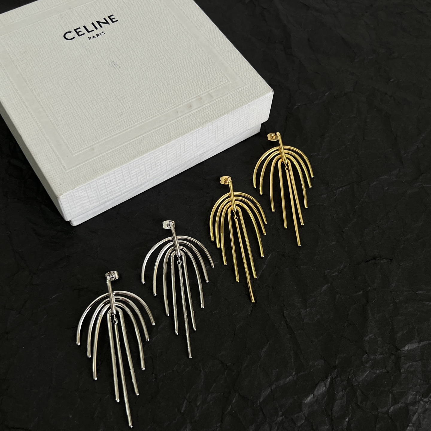 Celine Multi-Bar Fringe Drop Earrings earrings Silver-toned metal silver variant Gold-toned metal gold variant no gemstones 6 5cm drop length