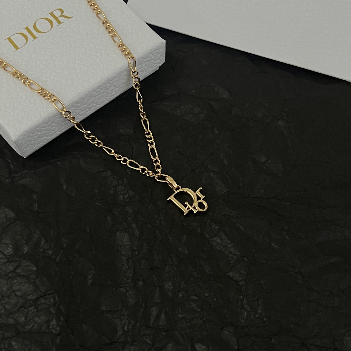 Dior Dior Logo Charm necklace gold-tone metal 45cm