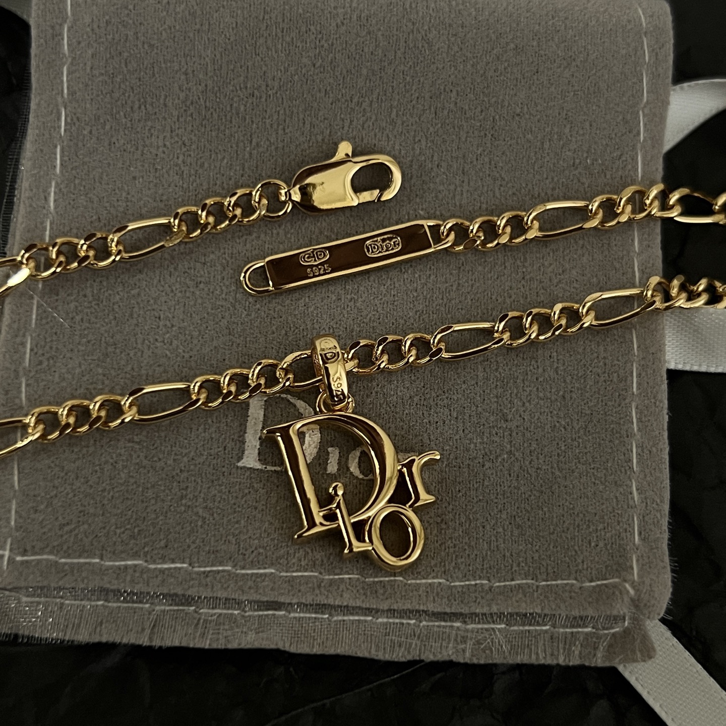 Dior Dior Logo Charm necklace gold-tone metal 45cm