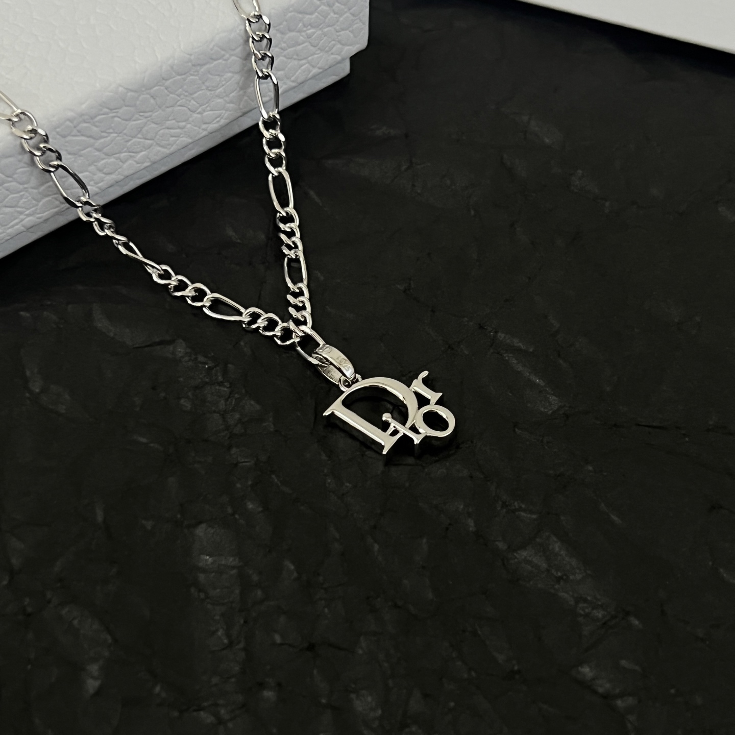Dior Dior Oblique Logo Pendant Necklace necklace Silver-toned metal S925 sterling silver with no accent stones 50cm