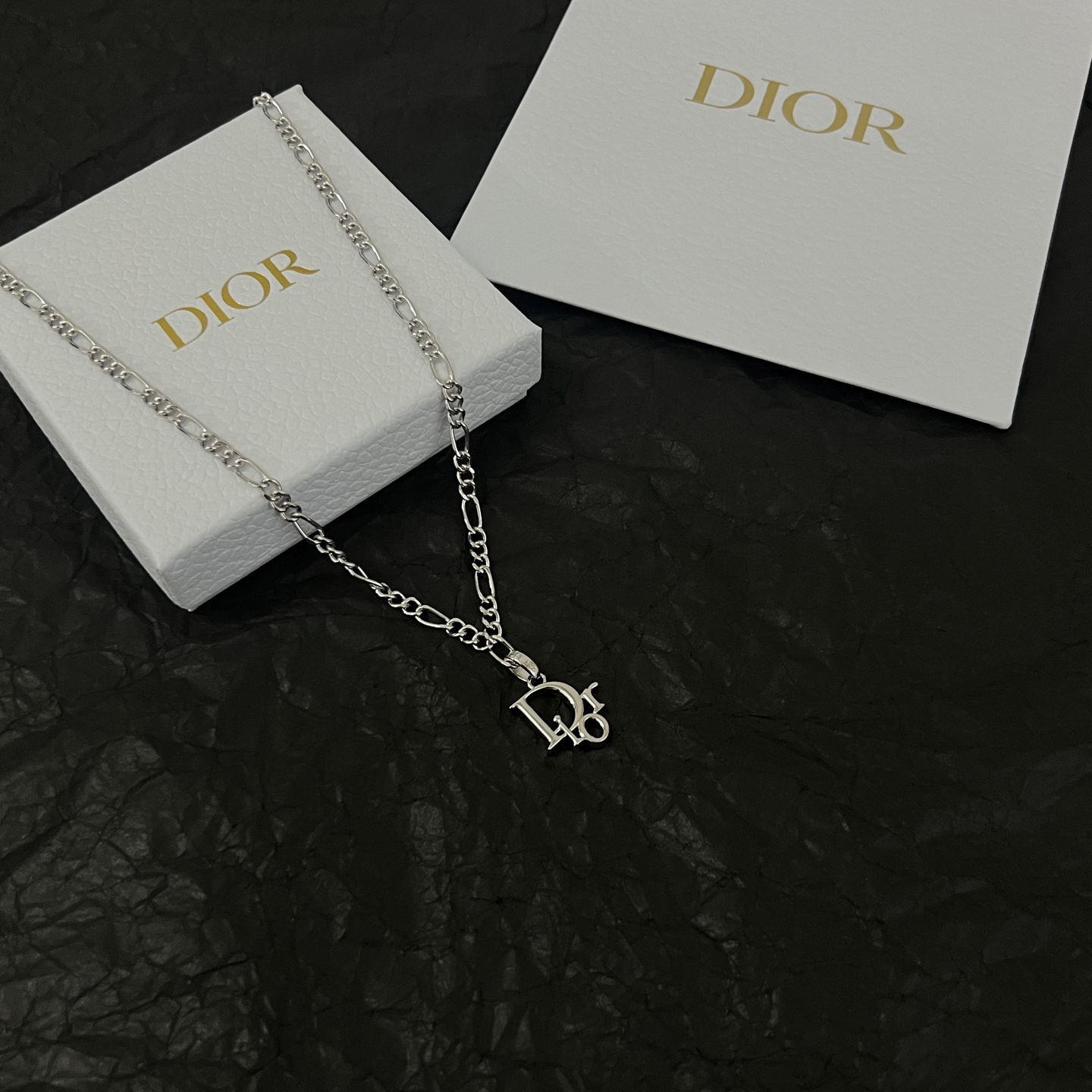 Dior Dior Oblique Logo Pendant Necklace necklace Silver-toned metal S925 sterling silver with no accent stones 50cm