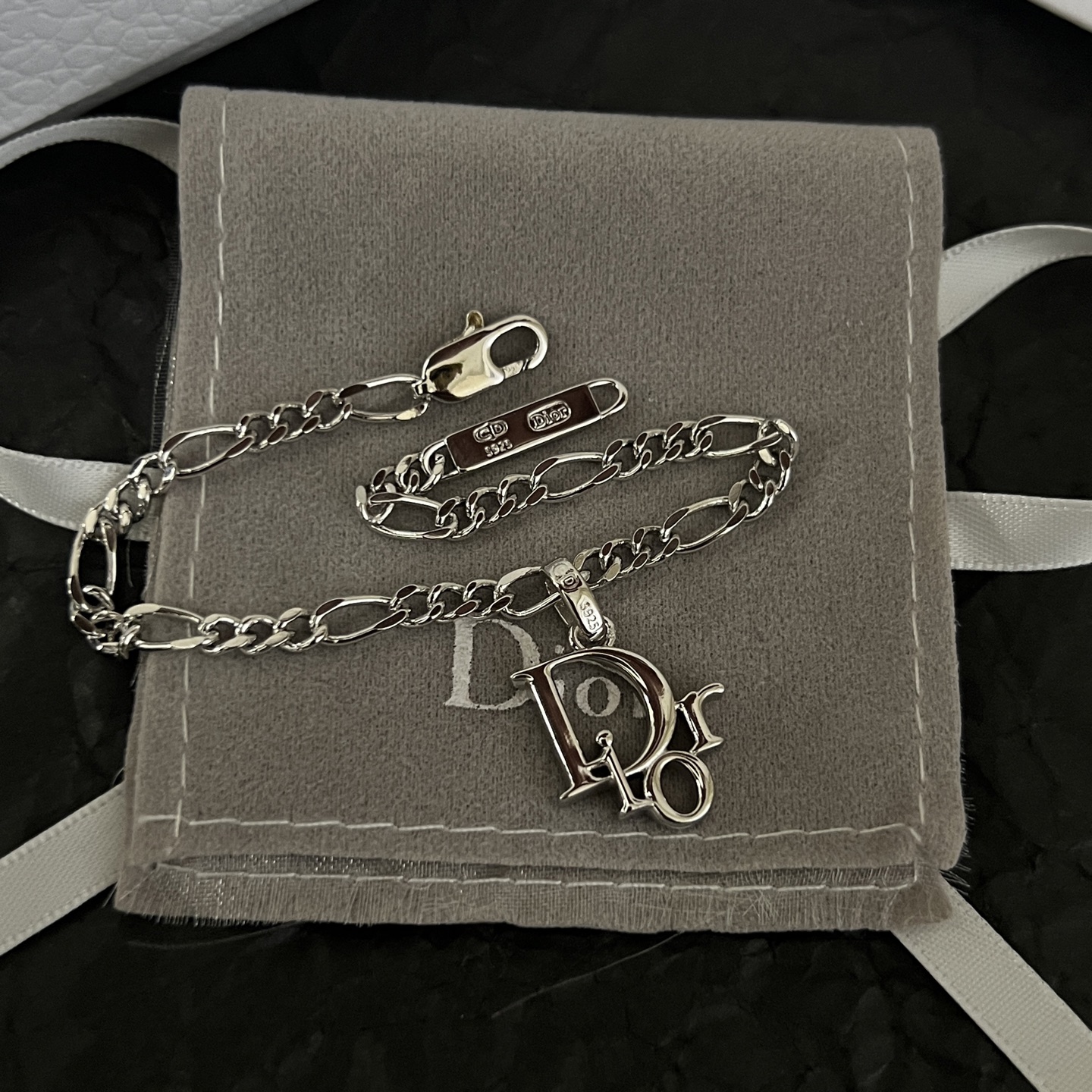 Dior Medieval Dior Logo Charm bracelet Silver-toned brass no accent stones 19cm