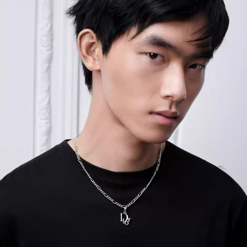 Dior Dior Oblique Logo Pendant Necklace necklace Silver-toned metal S925 sterling silver with no accent stones 50cm