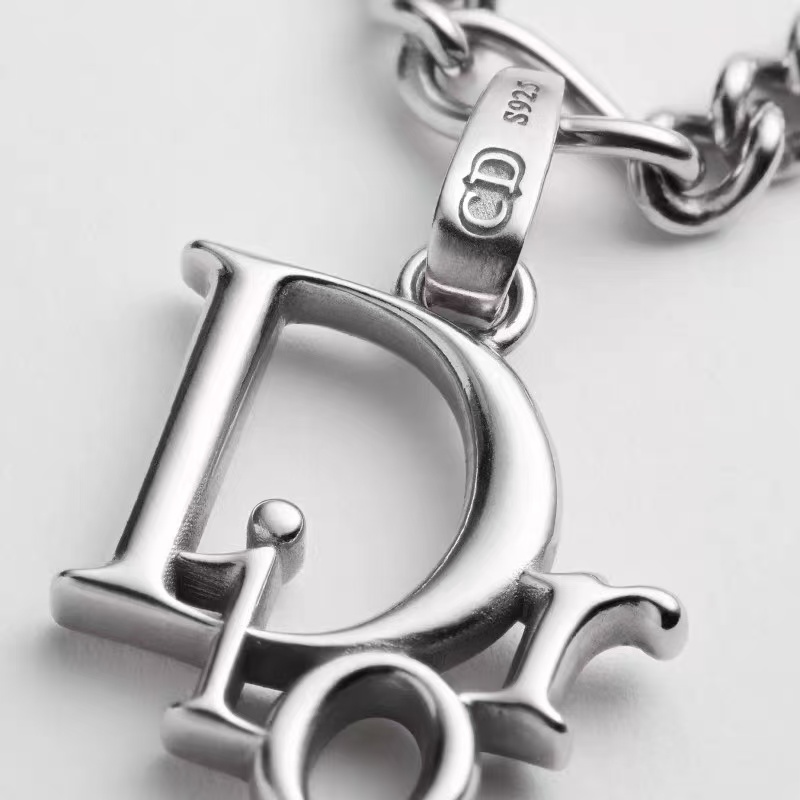 Dior Dior Oblique Logo Pendant Necklace necklace Silver-toned metal S925 sterling silver with no accent stones 50cm