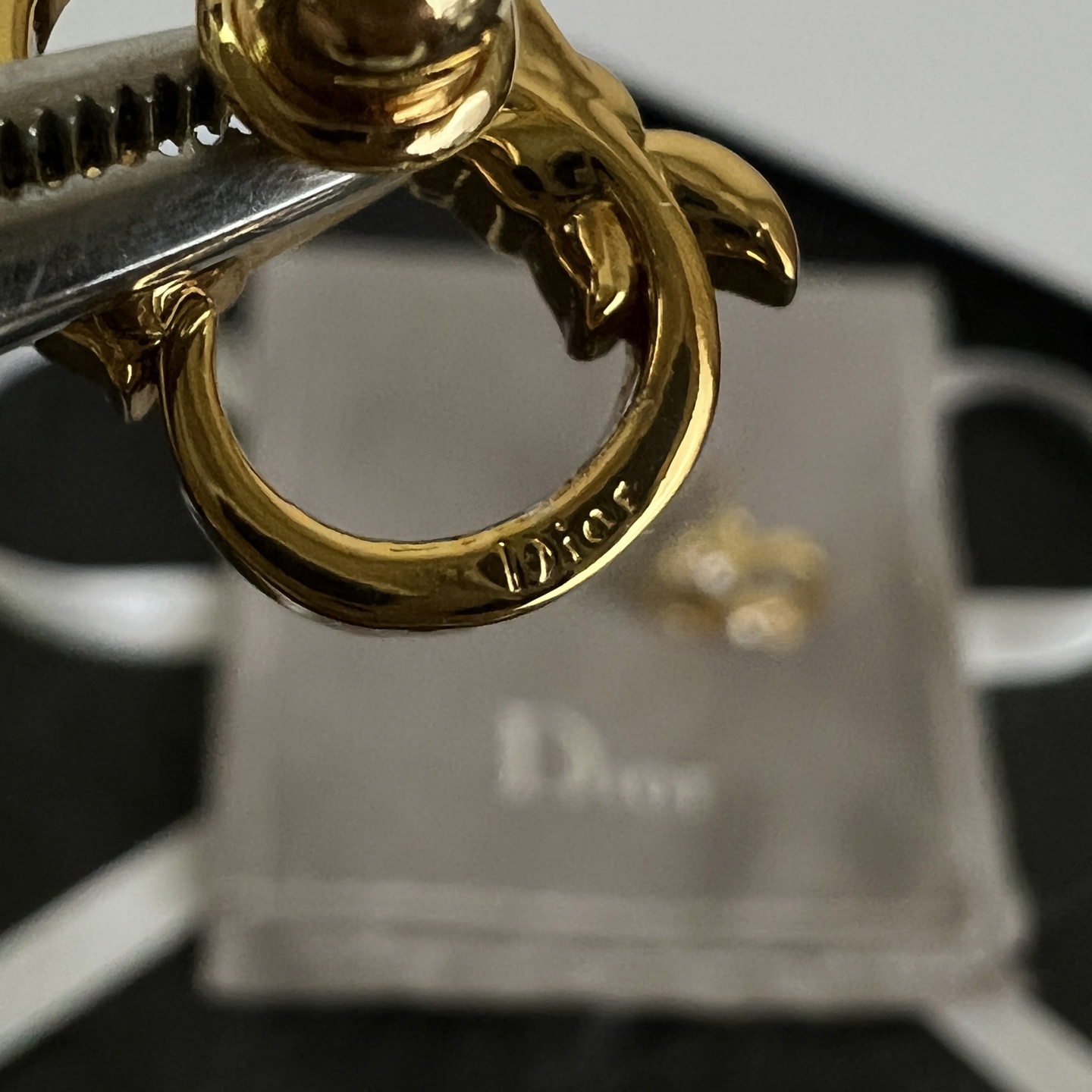 Dior CD Logo Crystal Stud Earrings earrings gold-tone metal with clear crystal accents 1 2cm stud diameter