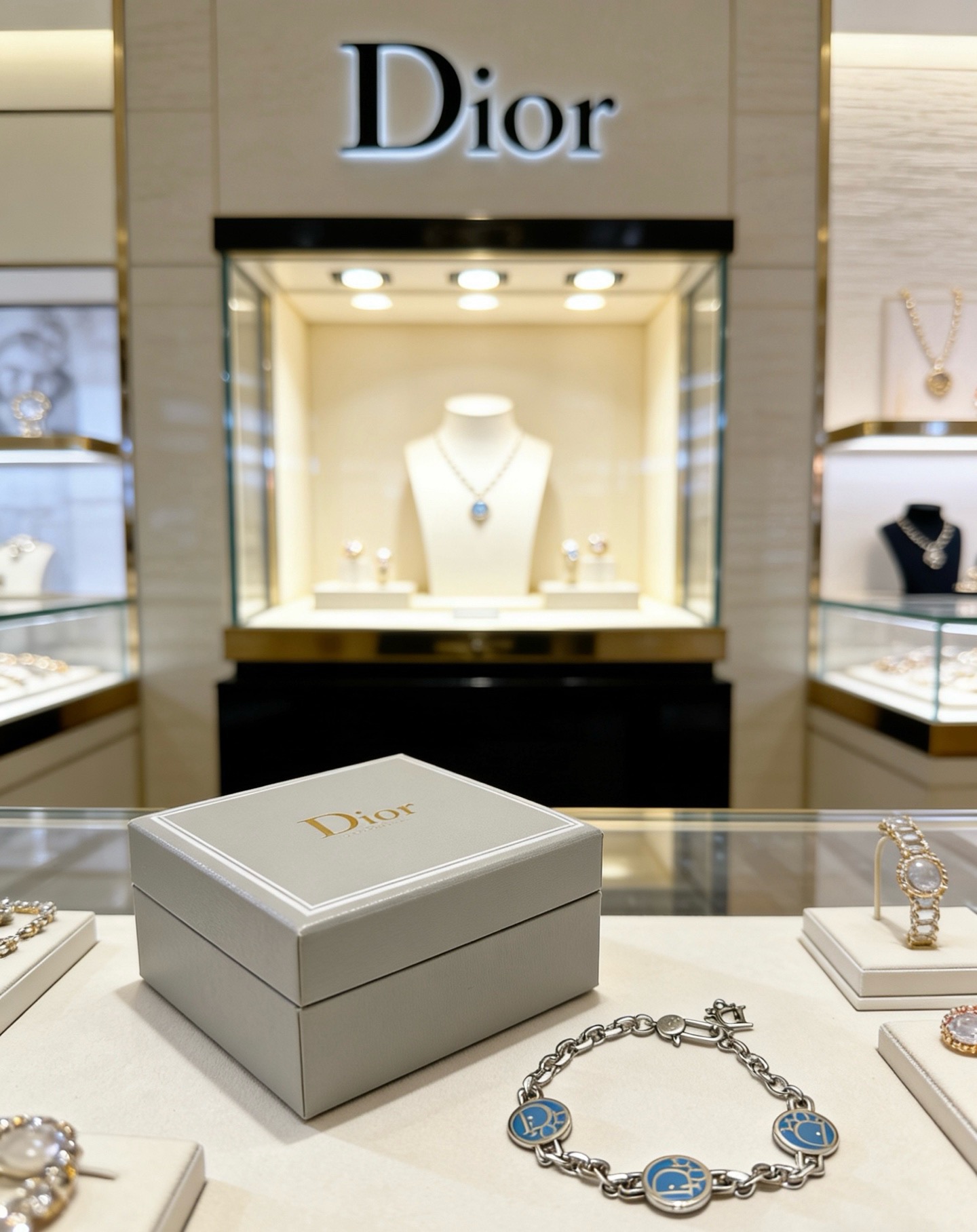 Dior Dior Logo Medallion Chain Bracelet bracelet Silver-tone metal with blue enamel logo medallions 18cm
