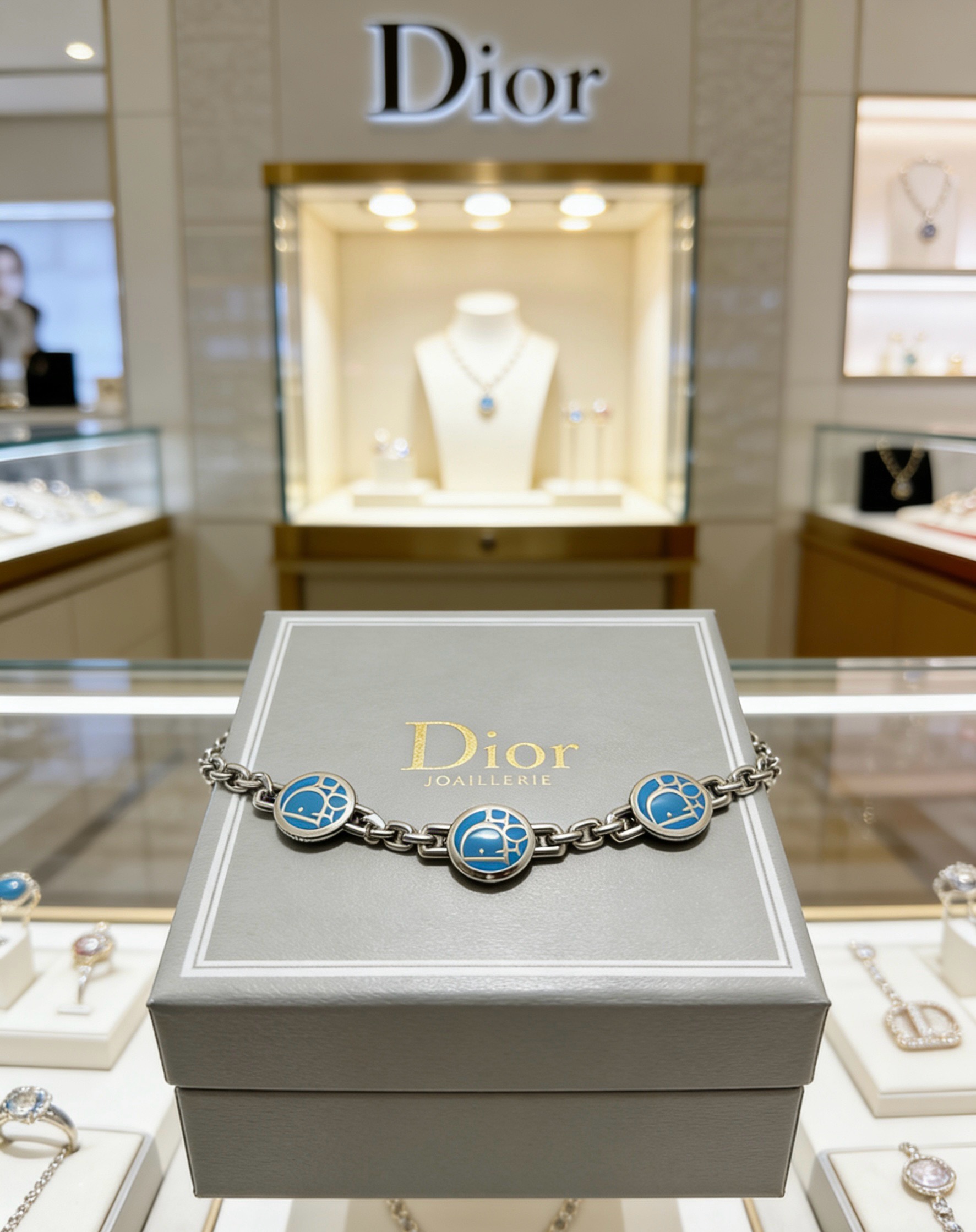 Dior Dior Logo Medallion Chain Bracelet bracelet Silver-tone metal with blue enamel logo medallions 18cm