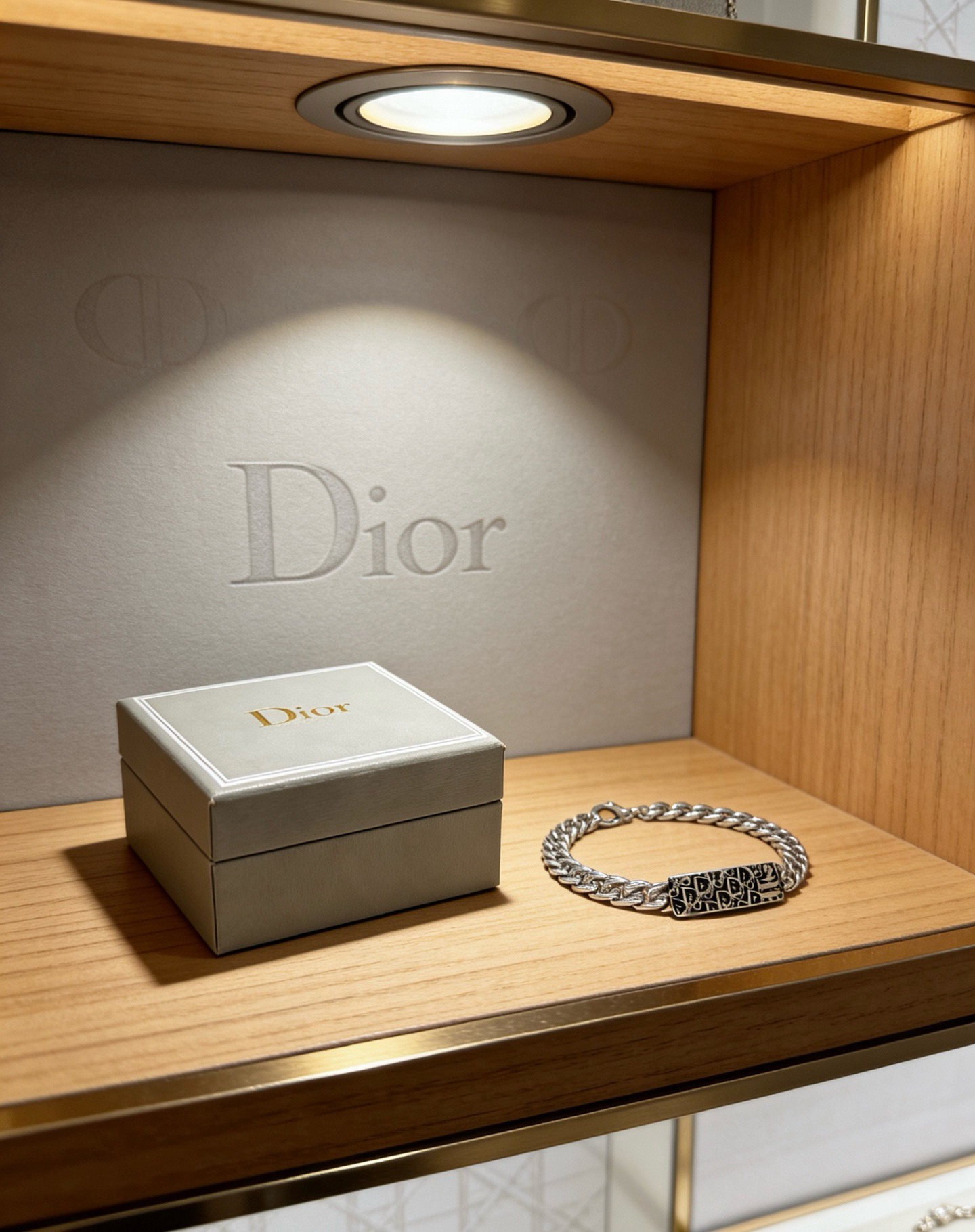 Dior Oblique Curb Chain ID Bracelet bracelet Silver-tone metal with black enamel Oblique monogram detailing 21cm