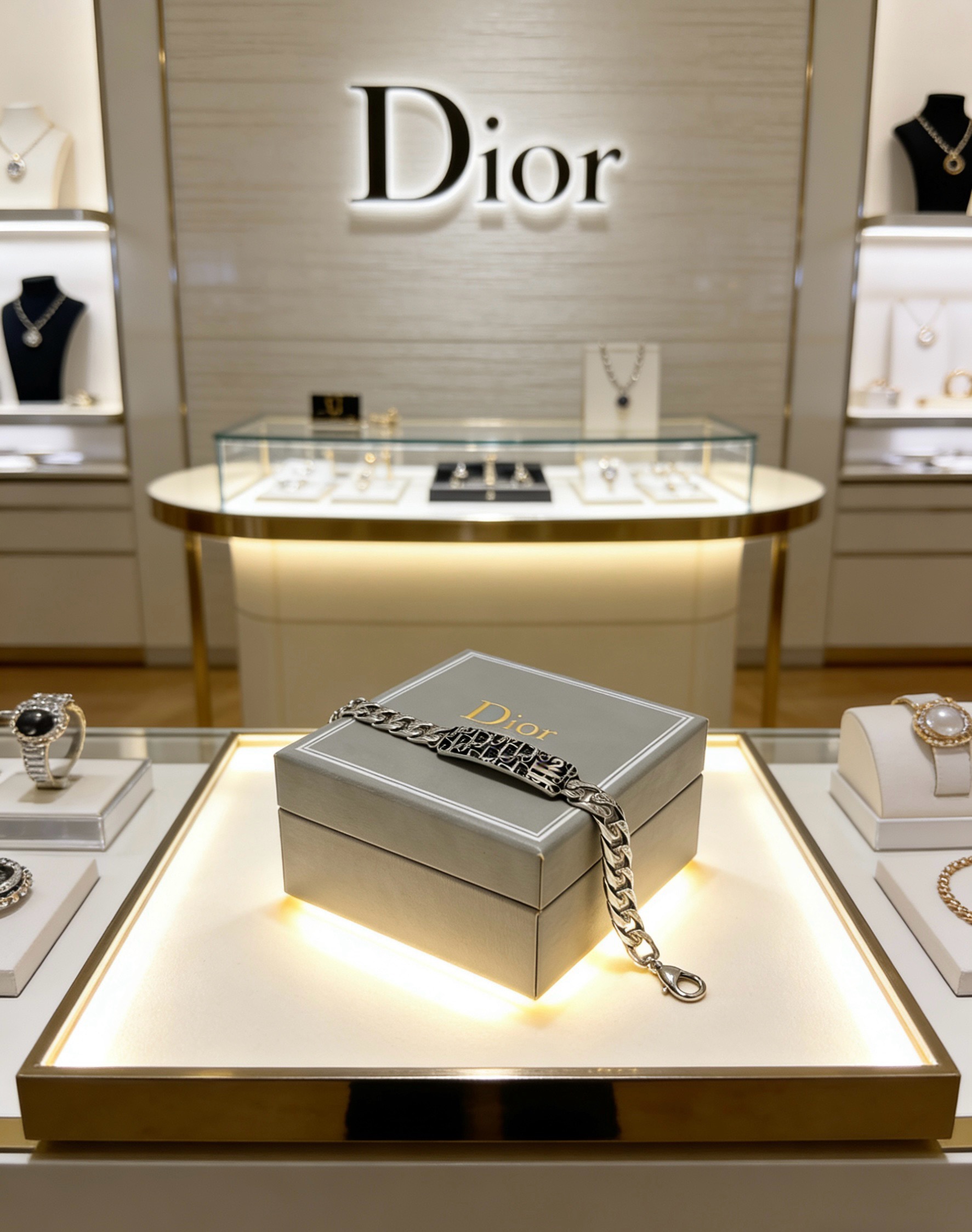 Dior Oblique Curb Chain ID Bracelet bracelet Silver-tone metal with black enamel Oblique monogram detailing 21cm