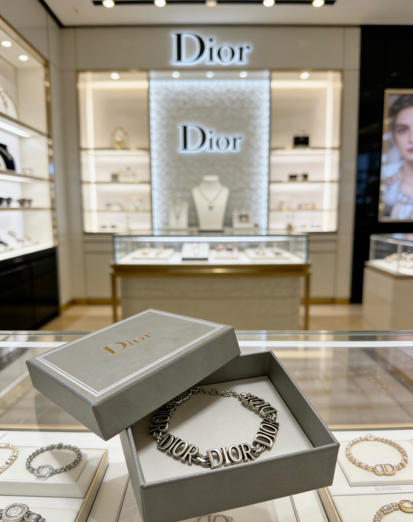 Dior DIOR Logo Letter Chain Bracelet bracelet Antique silver-toned metal no accent stones 19cm