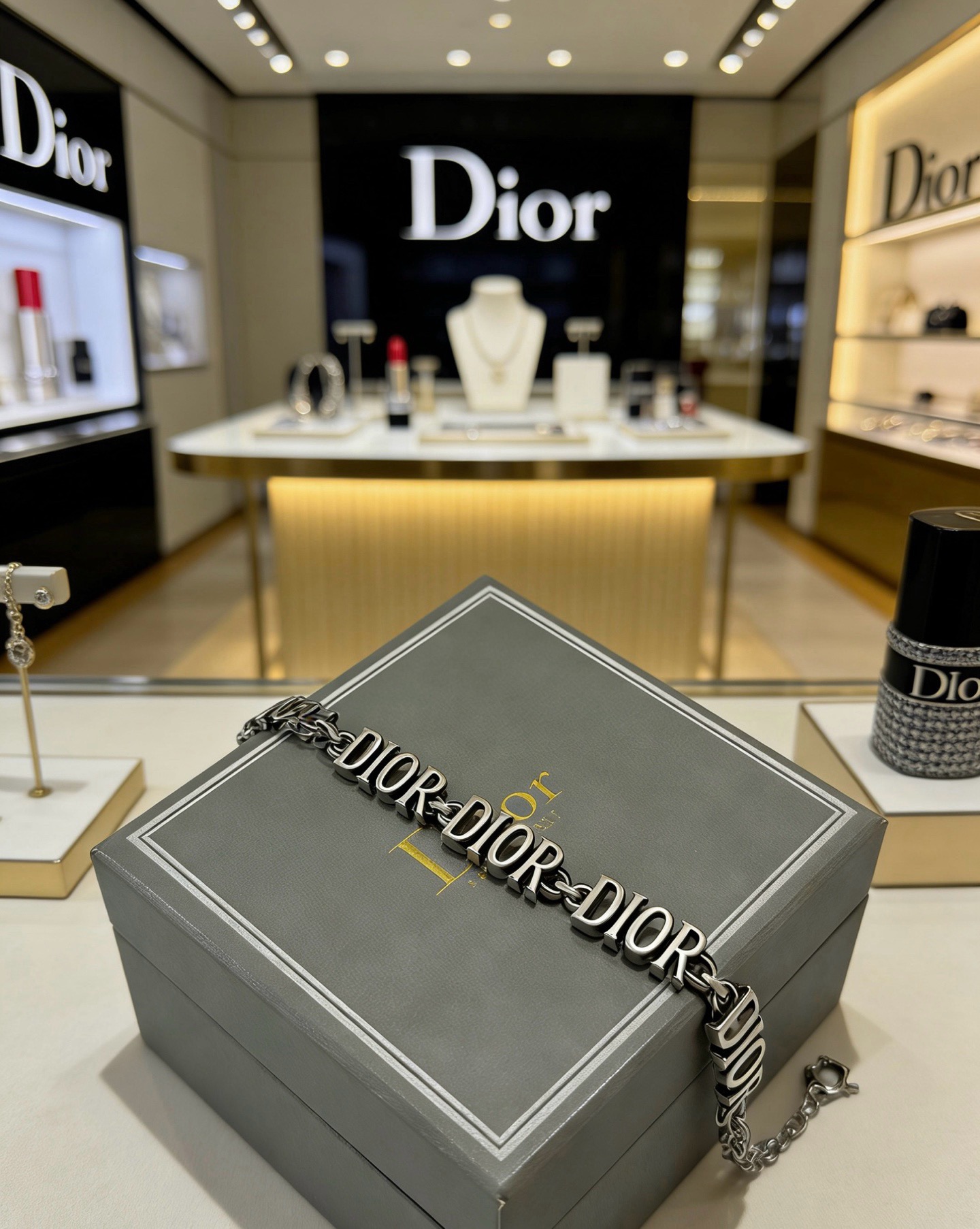 Dior DIOR Logo Letter Chain Bracelet bracelet Antique silver-toned metal no accent stones 19cm