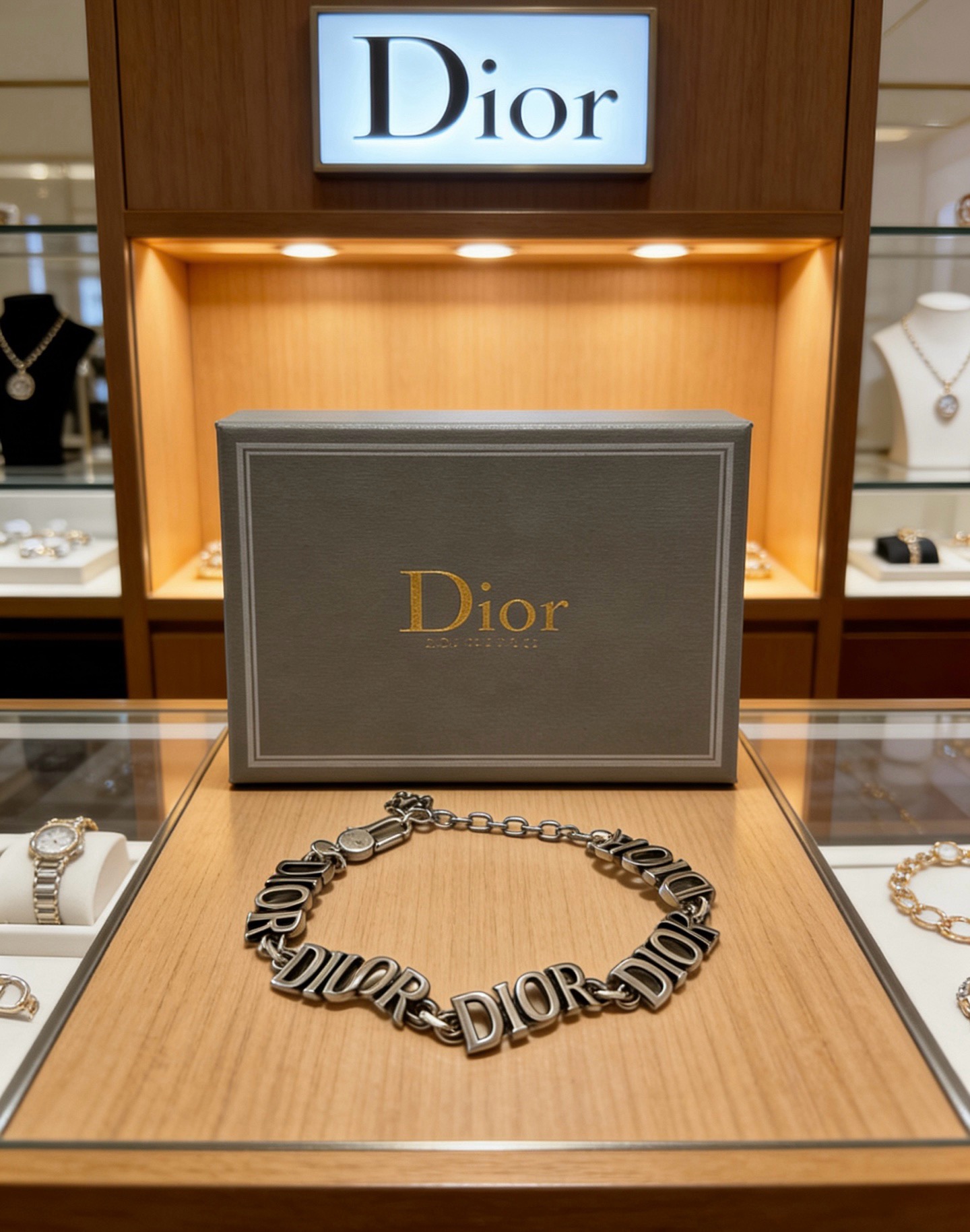 Dior DIOR Logo Letter Chain Bracelet bracelet Antique silver-toned metal no accent stones 19cm