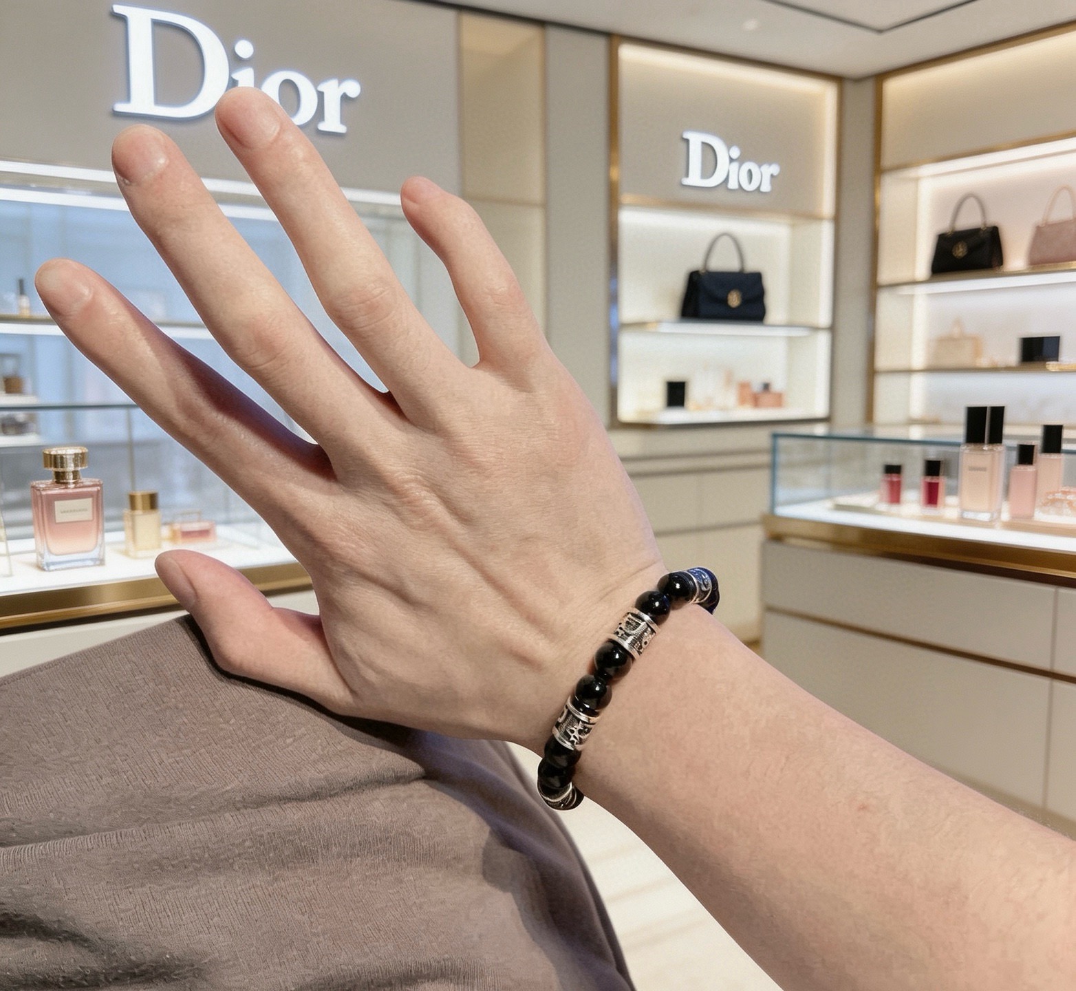 Dior Oblique Beaded Bracelet bracelet Silver-tone metal with black onyx beads 19cm
