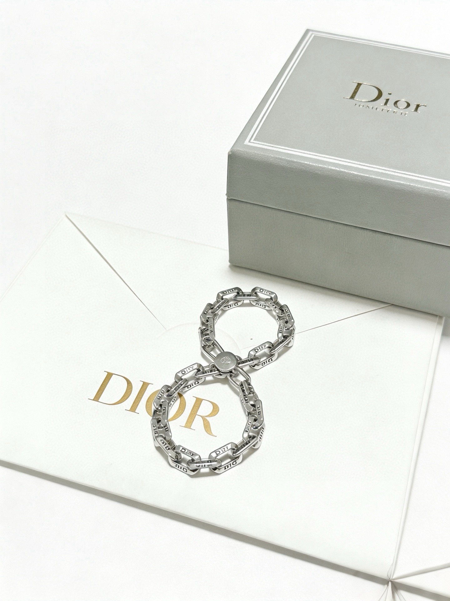 Dior Dior Logo Engraved Chain Link bracelet Silver-tone metal with engraved Dior branding no gemstones 19cm
