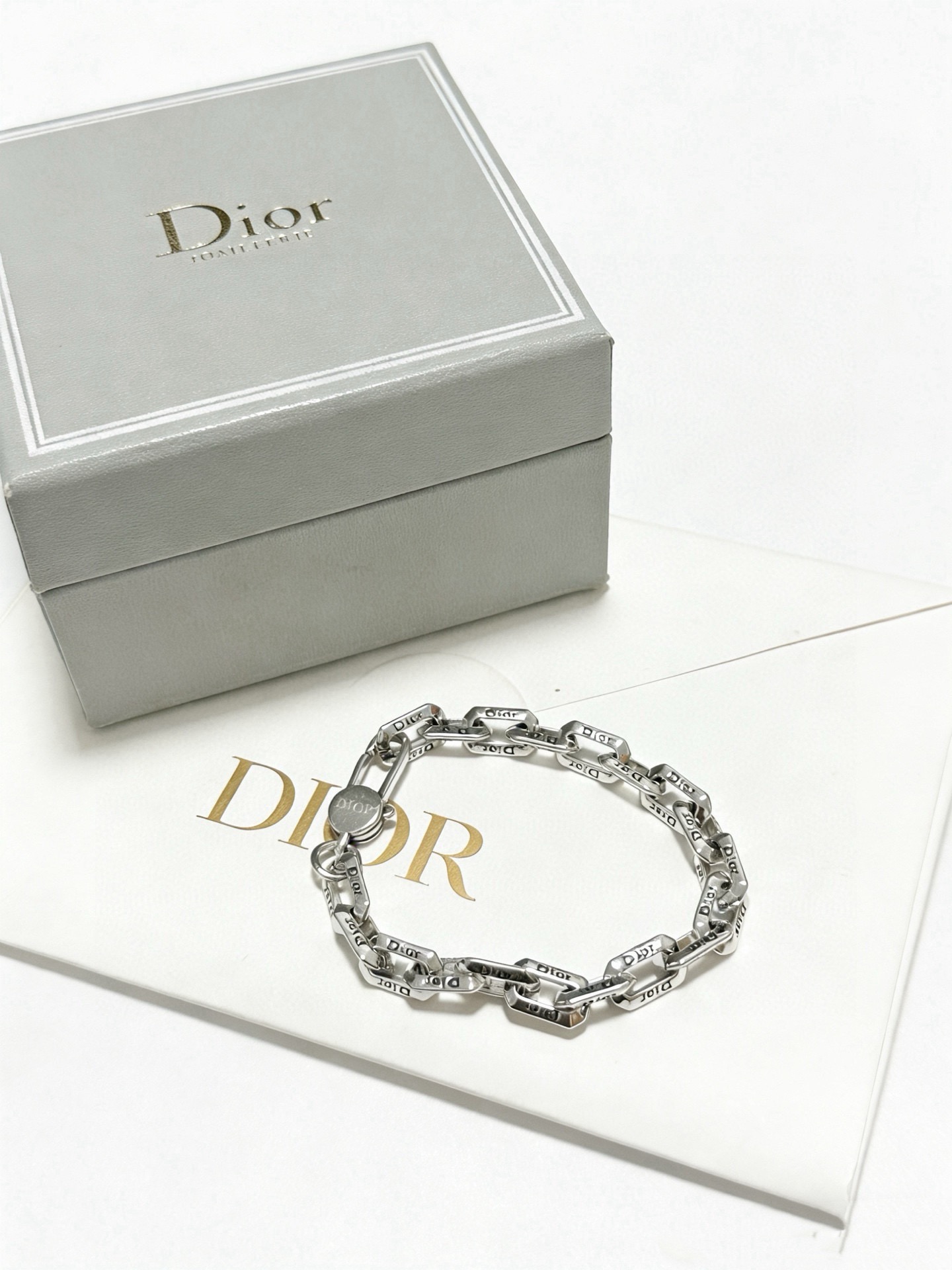Dior Dior Logo Engraved Chain Link bracelet Silver-tone metal with engraved Dior branding no gemstones 19cm