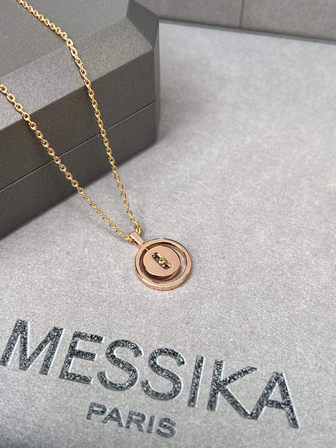 Messika Lucky Move necklace 18k rose gold with diamond accents 42cm adjustable chain