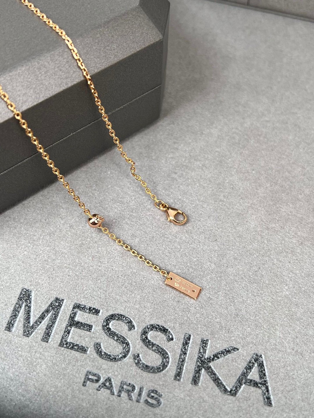 Messika Lucky Move necklace 18k rose gold with diamond accents 42cm adjustable chain