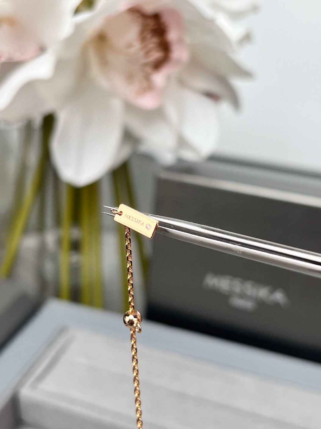 Messika Lucky Move necklace 18k rose gold with diamond accents 42cm adjustable chain