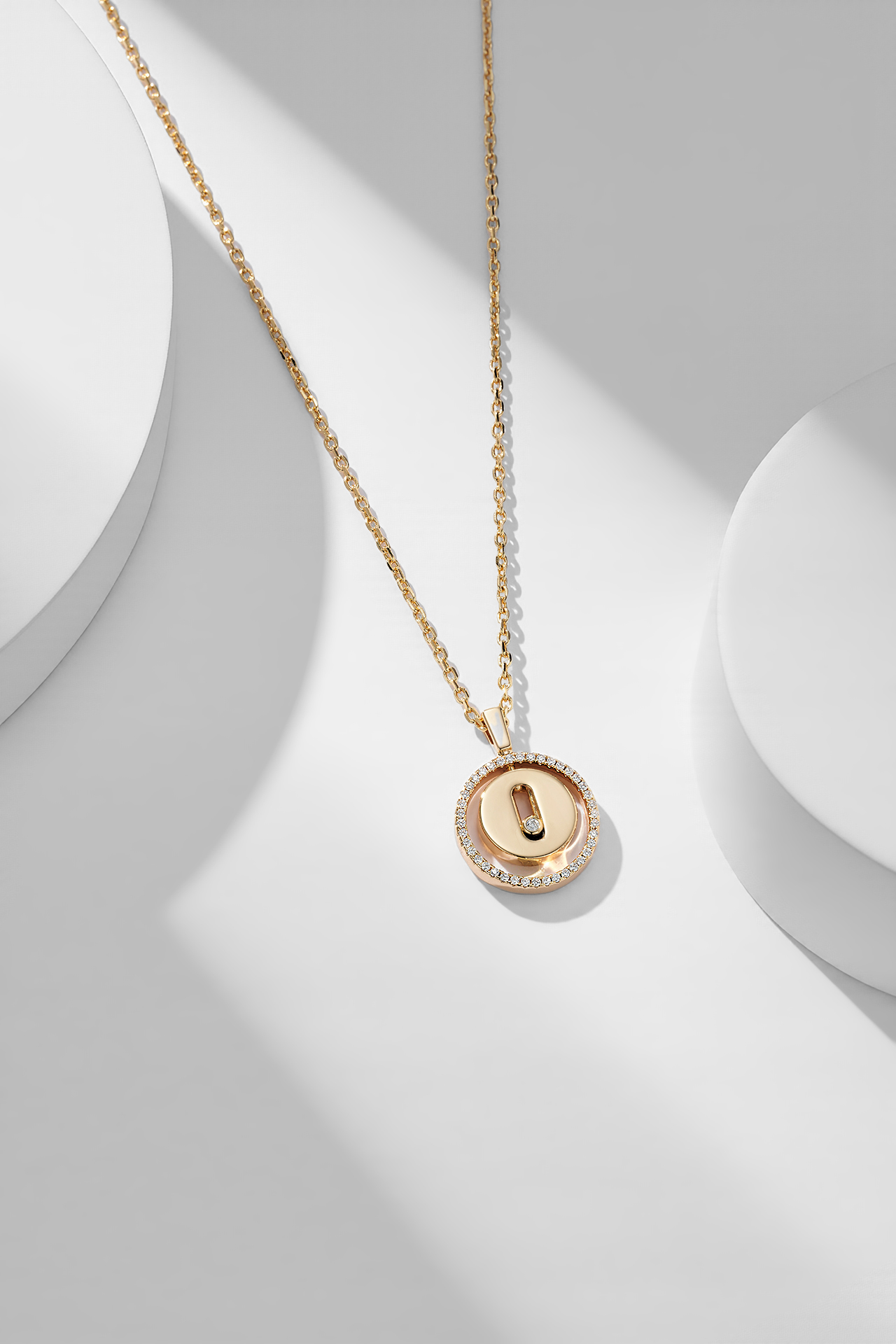 Messika Lucky Move necklace yellow gold clear diamond 45cm adjustable