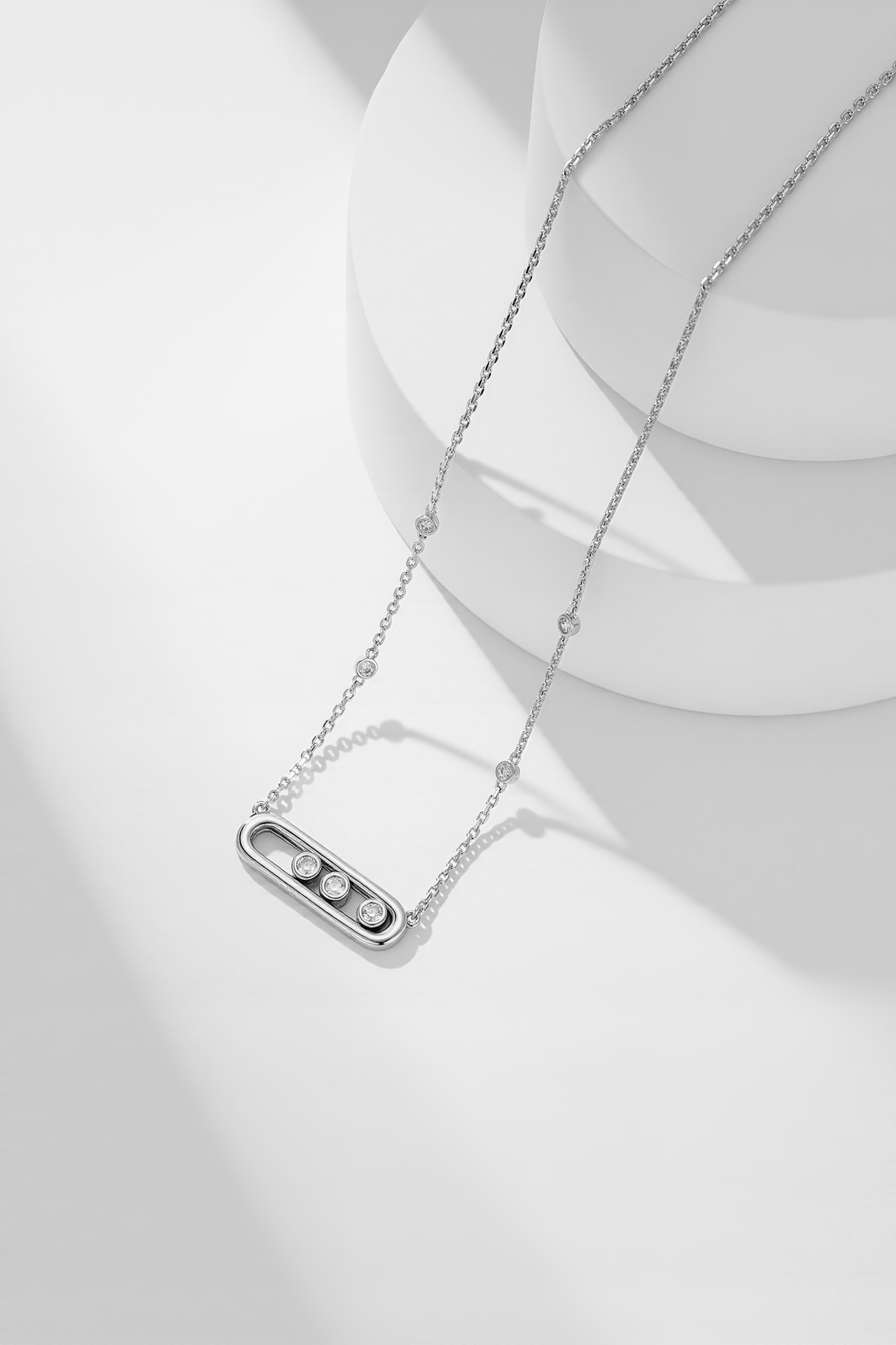 Messika Move Uno necklace 18k white gold diamond 45cm