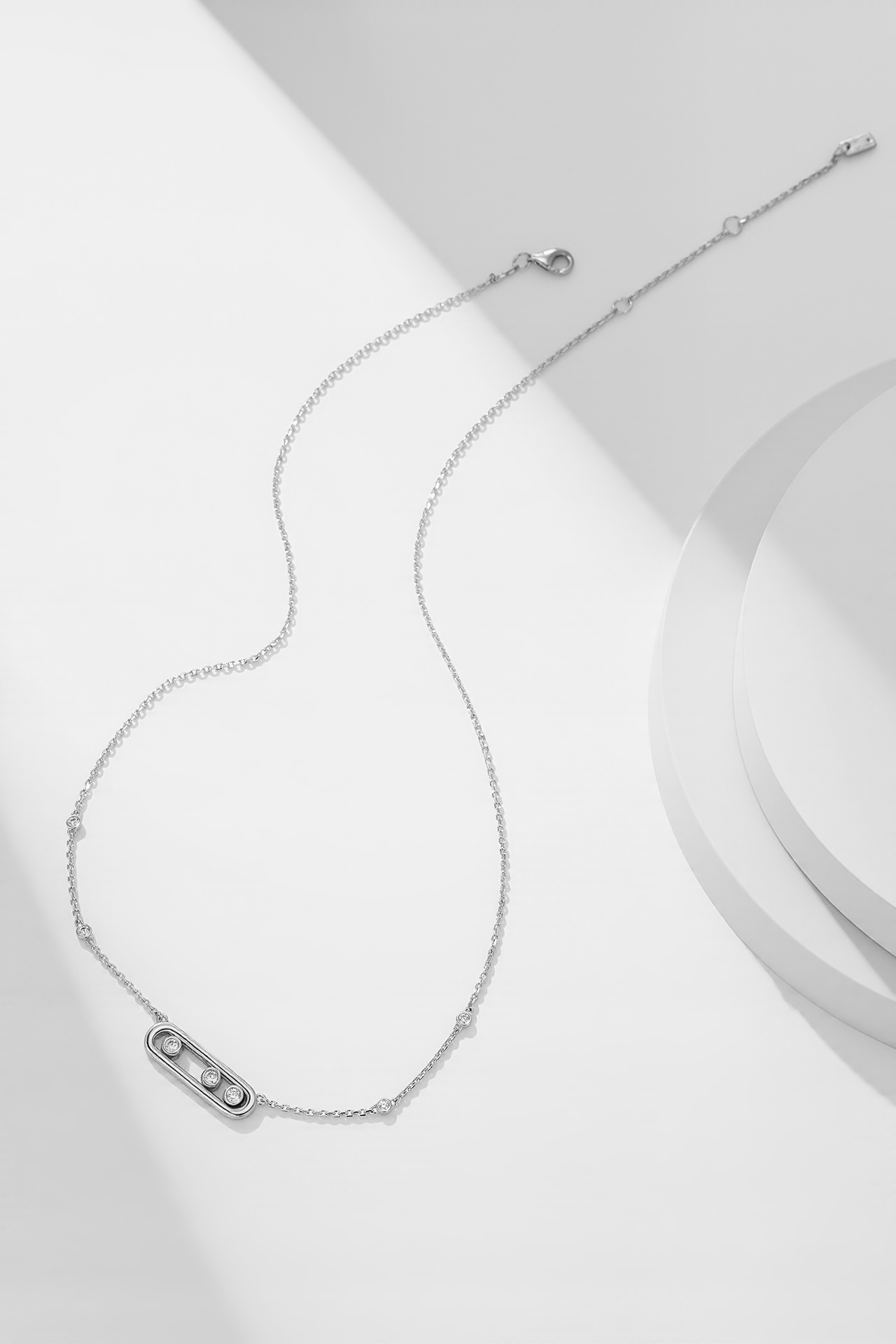 Messika Move Uno necklace 18k white gold diamond 45cm