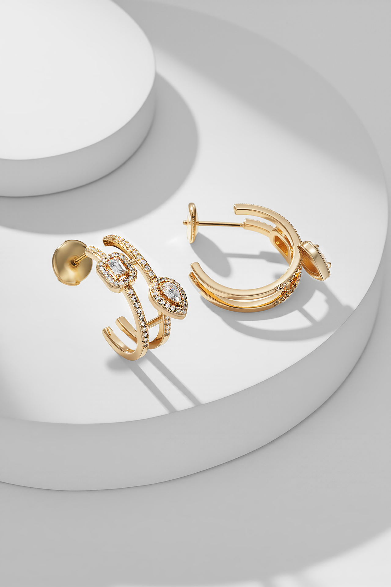 Messika My Twin earrings 18k yellow gold with clear white diamonds 15mm hoop diameter