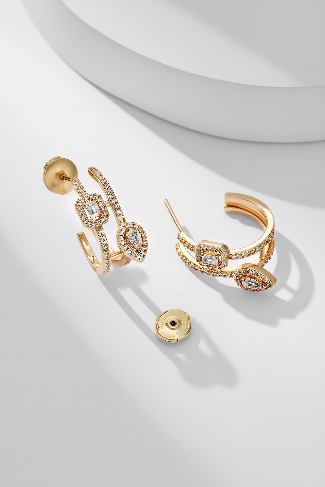 Messika My Twin earrings 18k yellow gold with clear white diamonds 15mm hoop diameter