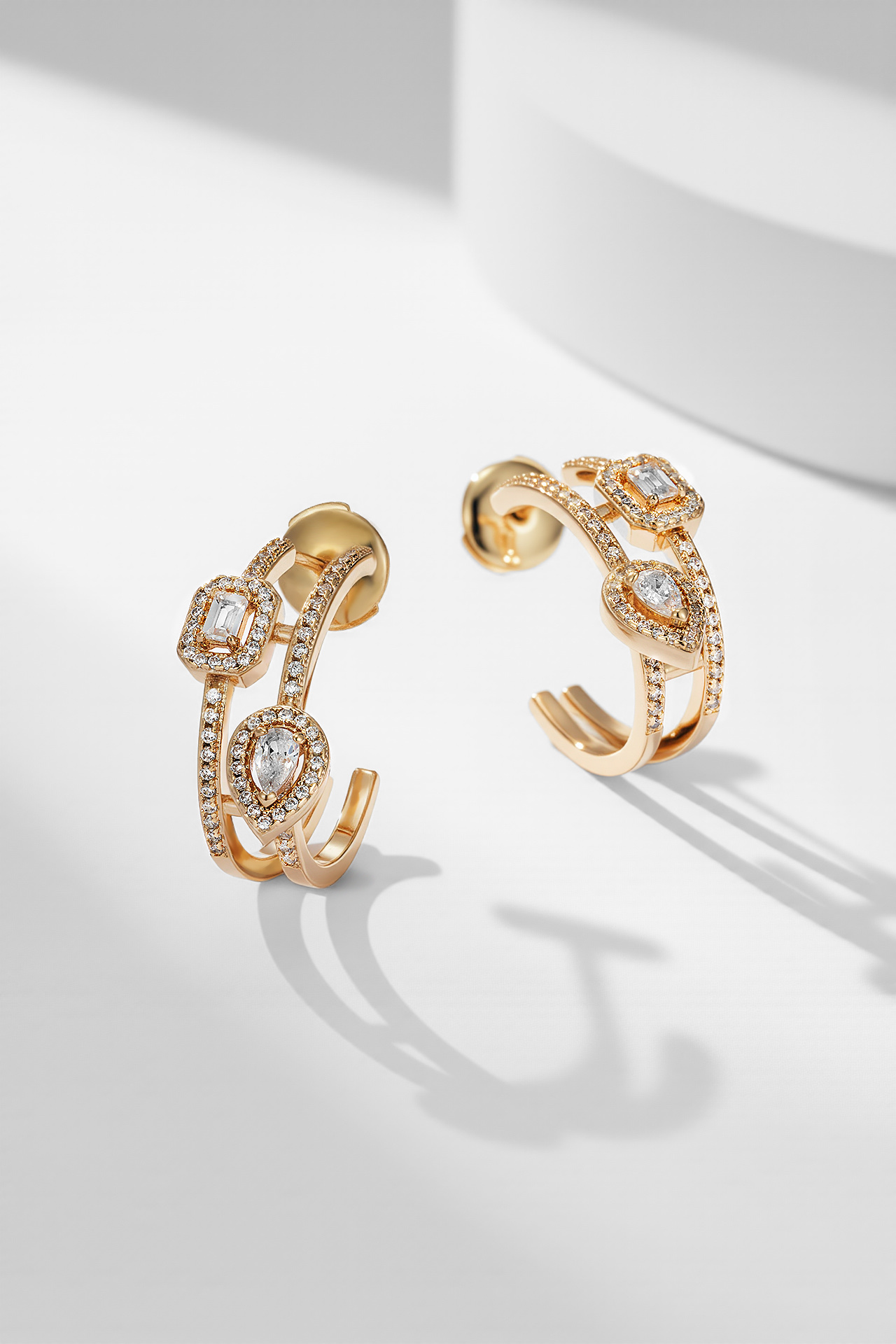 Messika My Twin earrings 18k yellow gold with clear white diamonds 15mm hoop diameter