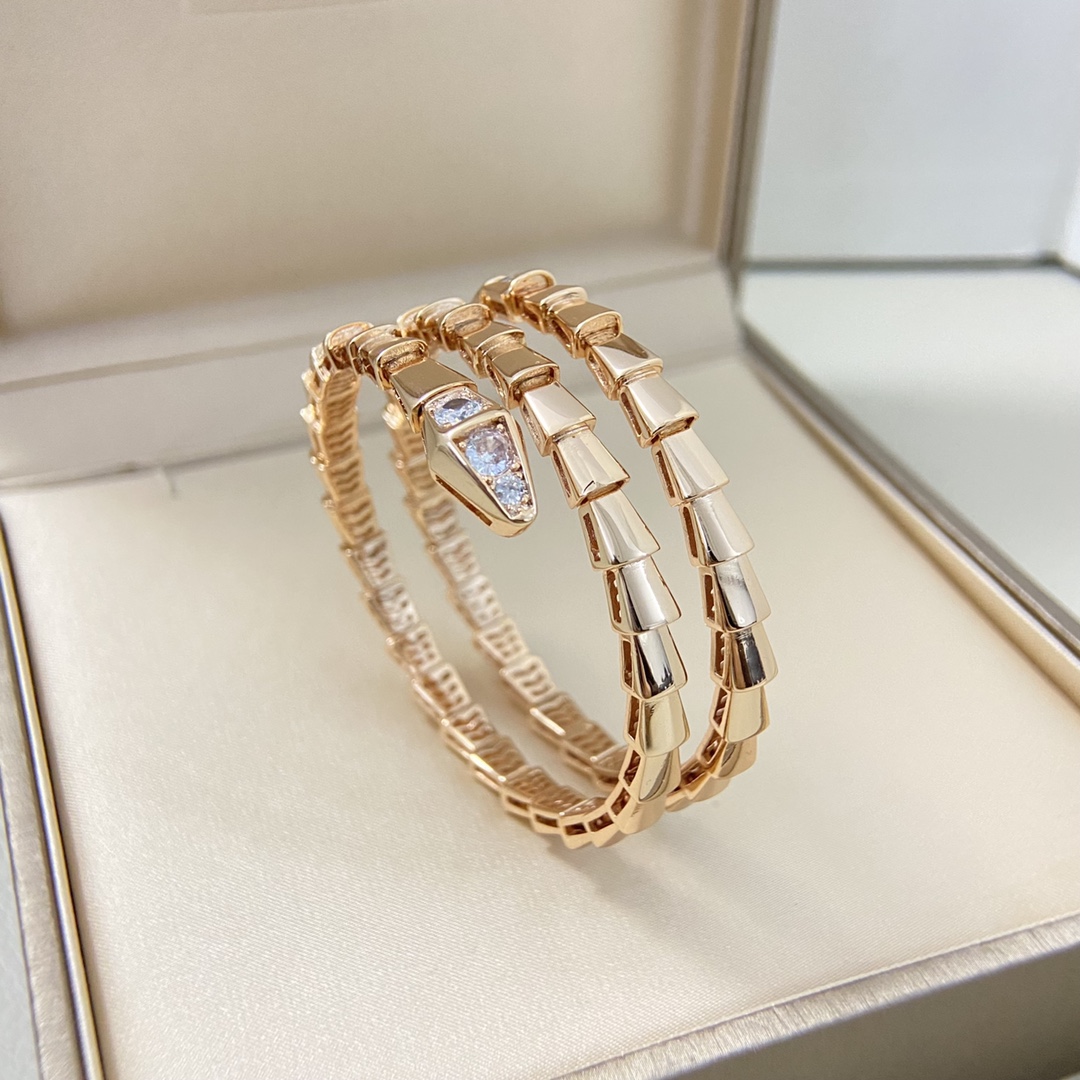 Bvlgari Serpenti Viper bracelet Silver-toned metal with clear cubic zirconia rose gold-toned metal with clear cubic zirconia yellow gold-toned metal with clear cubic zirconia M