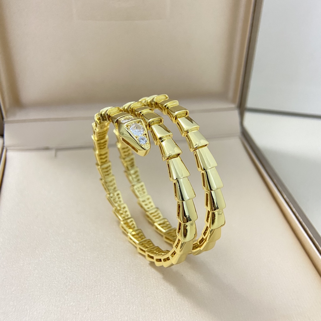 Bvlgari Serpenti Viper bracelet Silver-toned metal with clear cubic zirconia rose gold-toned metal with clear cubic zirconia yellow gold-toned metal with clear cubic zirconia M