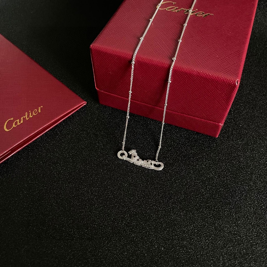 Cartier Panthere de Cartier necklace 18K white gold diamond black onyx 42cm